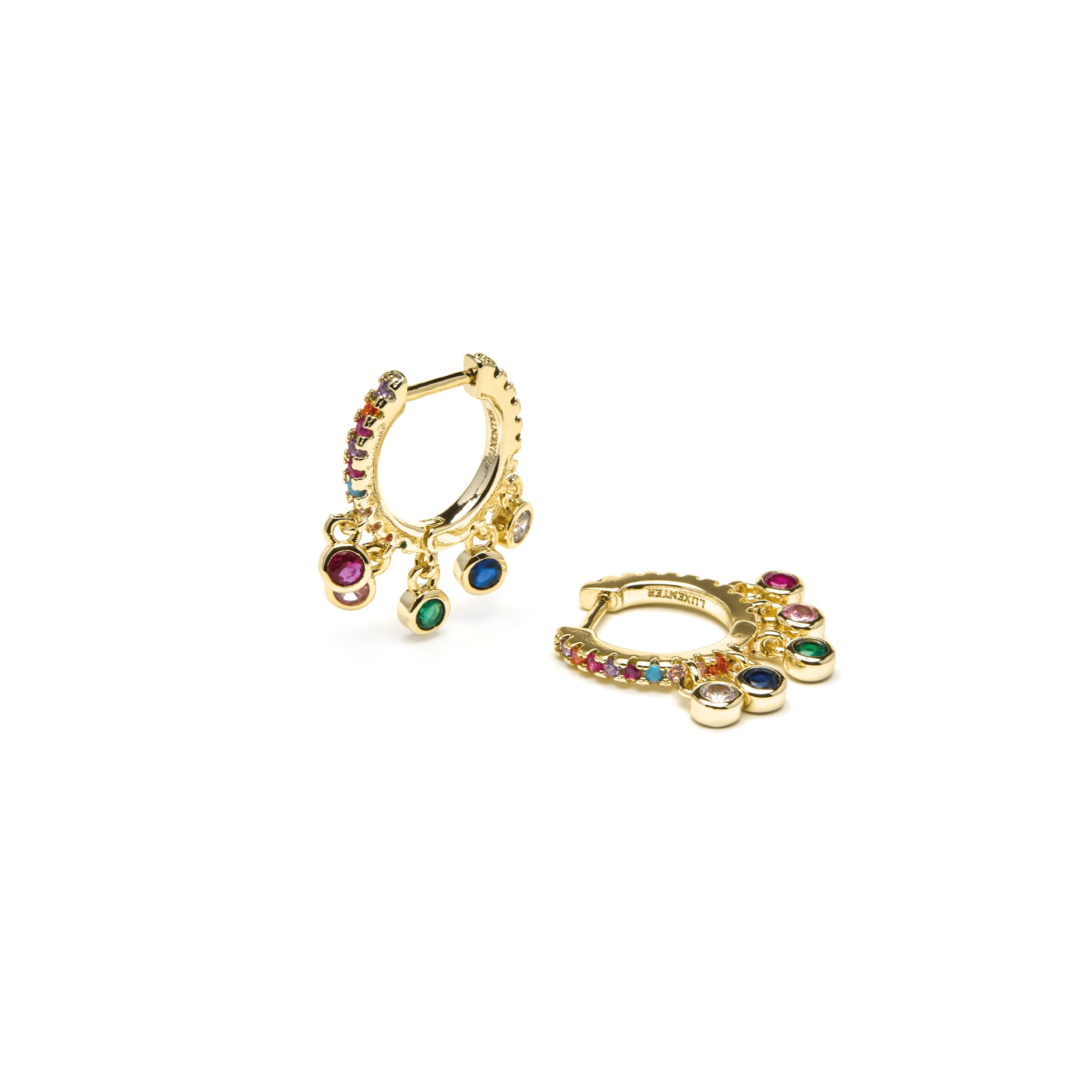 Pendientes acabado oro amarillo de 18k y Circonita Multicolor - Yaskim