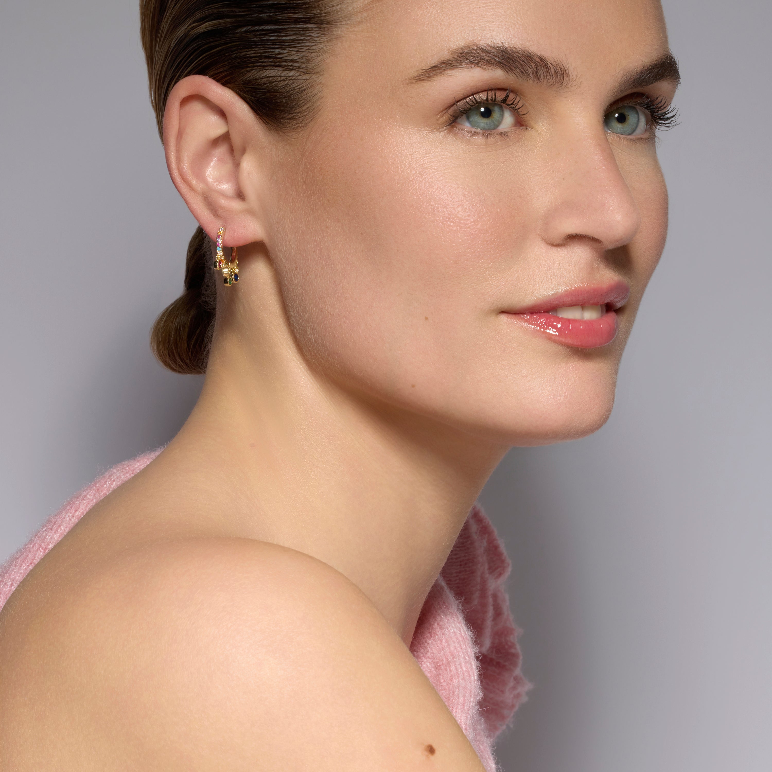 18k yellow gold finish earrings with multicolored zirconia - Yaskim