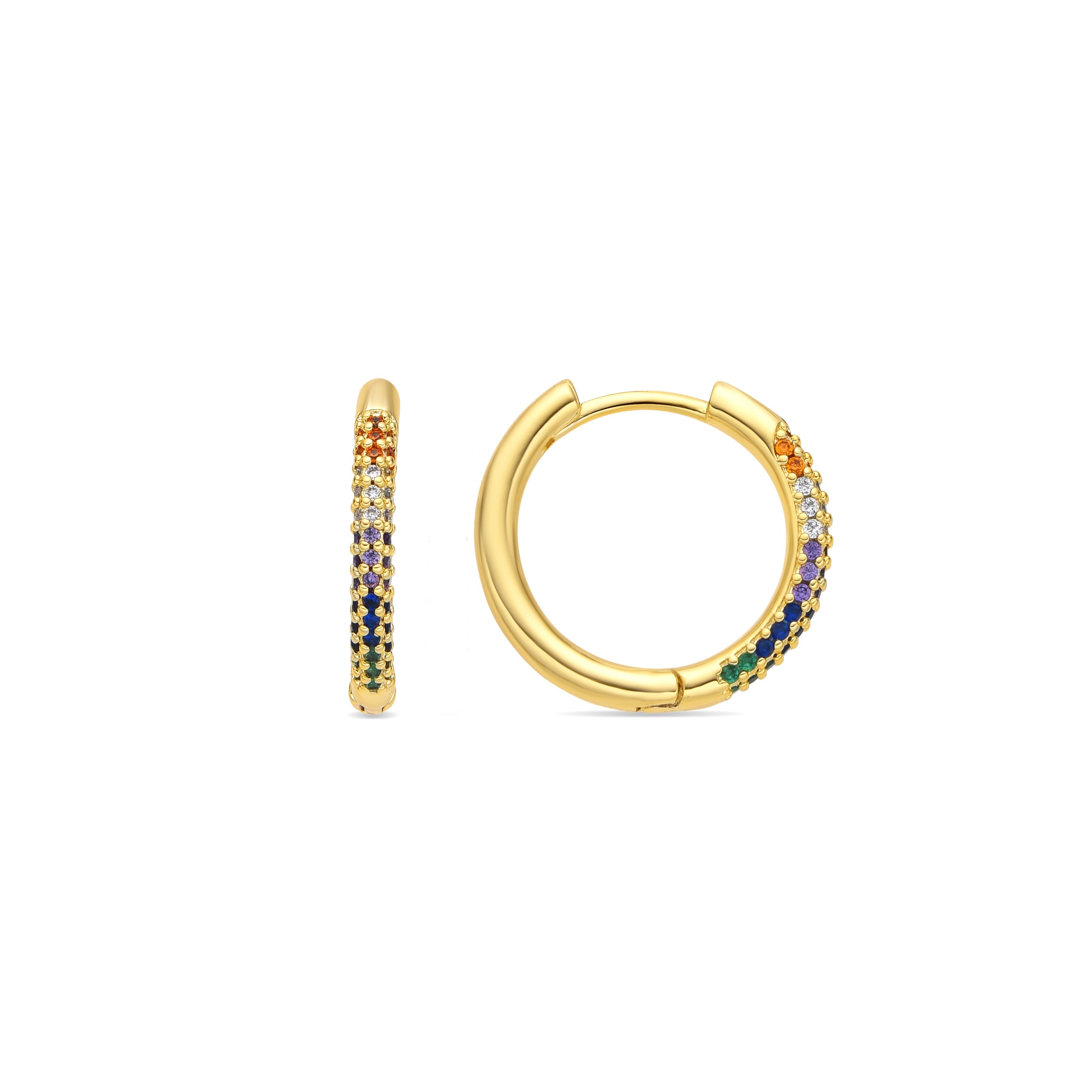18k yellow gold finish earrings with multicolored zirconia - Thybus