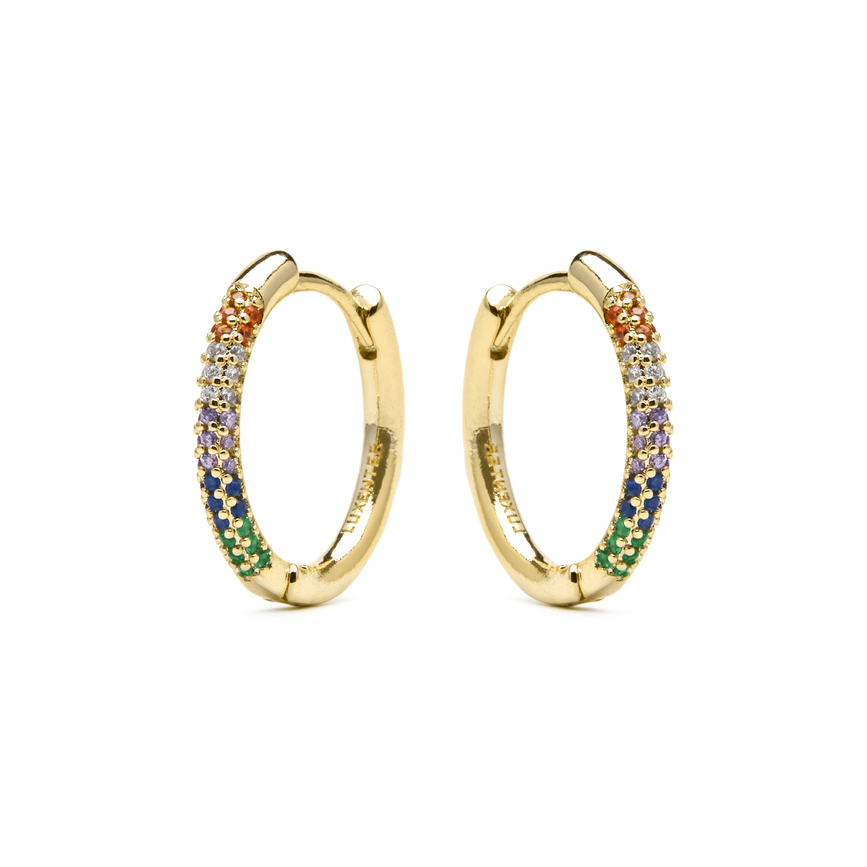 Pendientes acabado oro amarillo de 18k y Circonita Multicolor - Thybus
