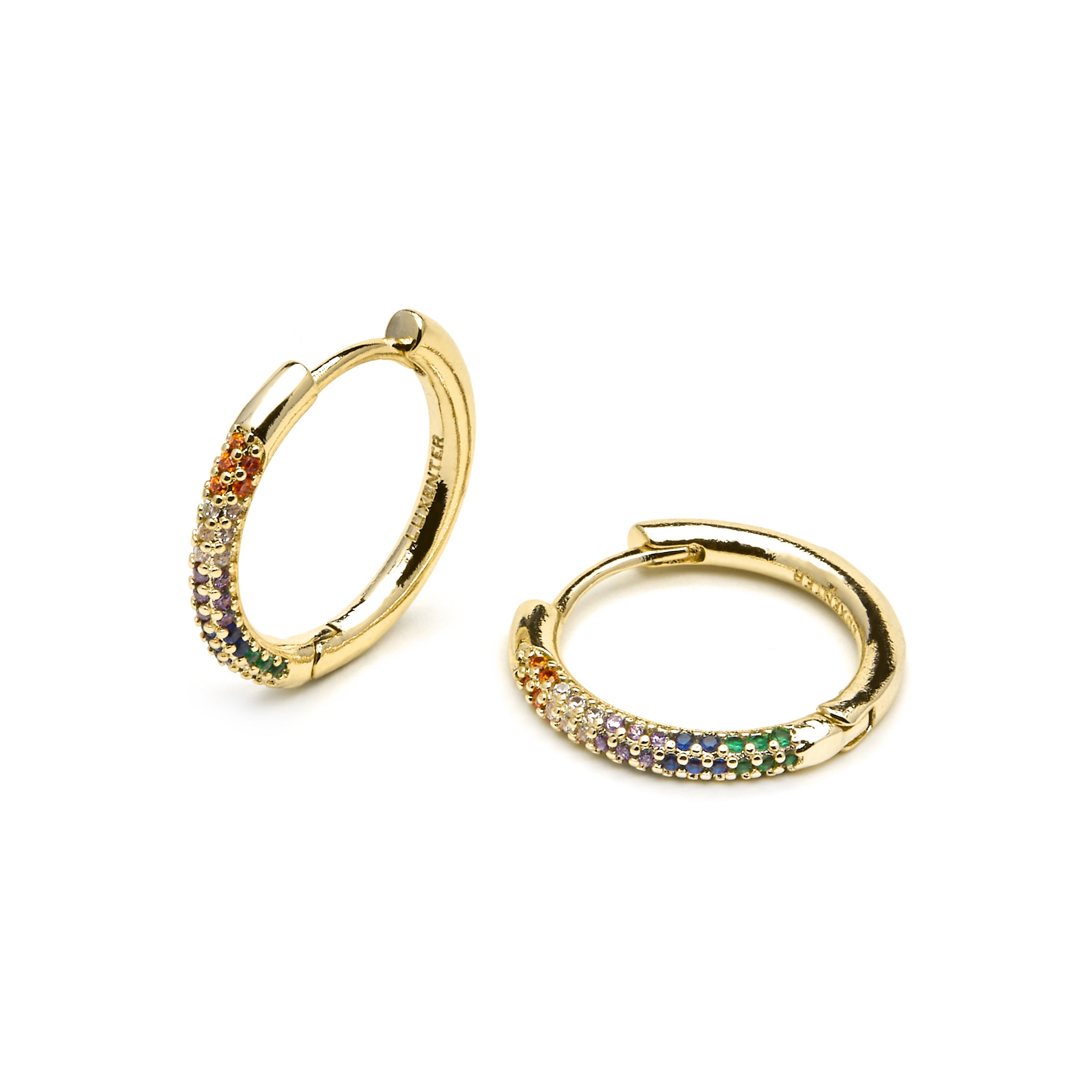 Pendientes acabado oro amarillo de 18k y Circonita Multicolor - Thybus