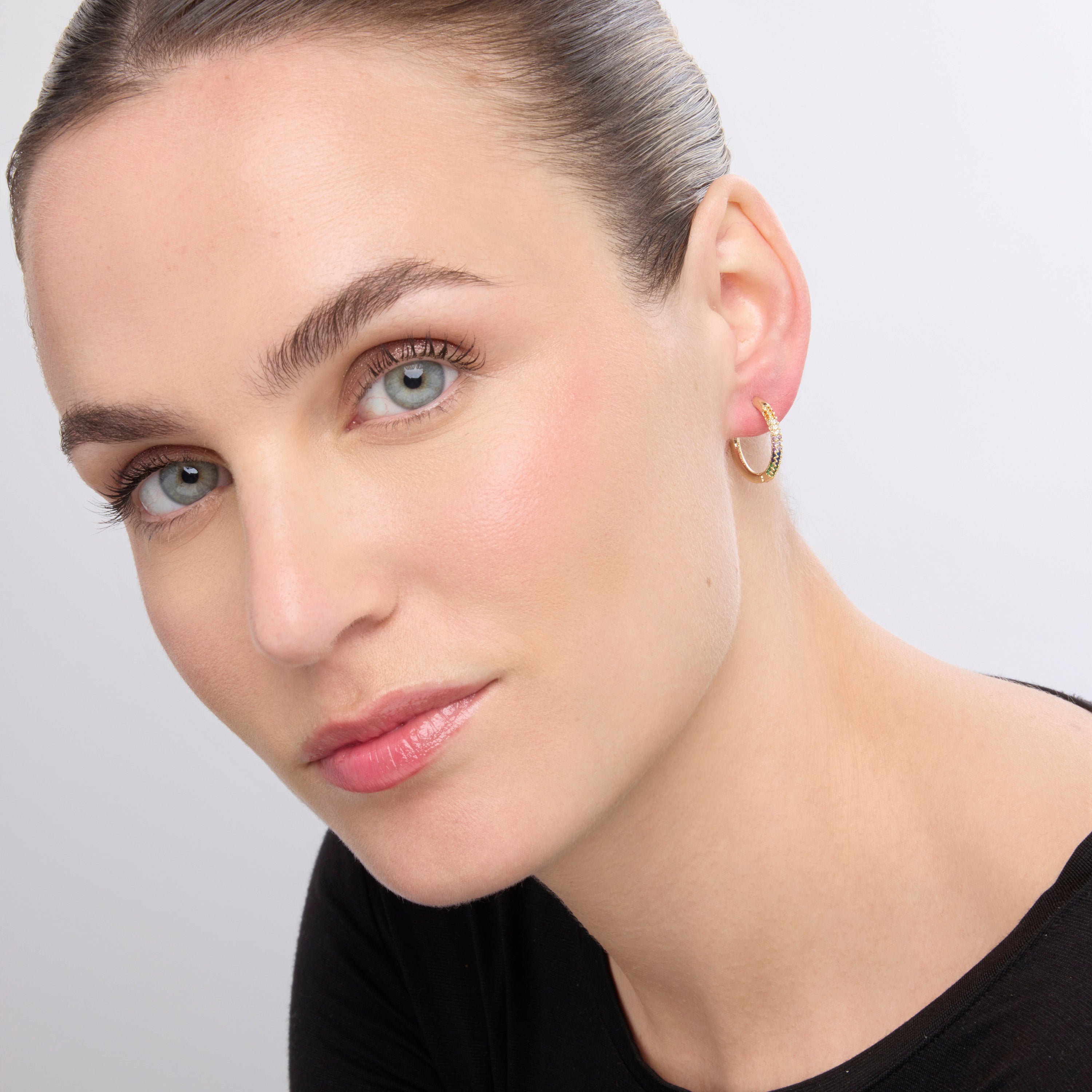 18k yellow gold finish earrings with multicolored zirconia - Thybus
