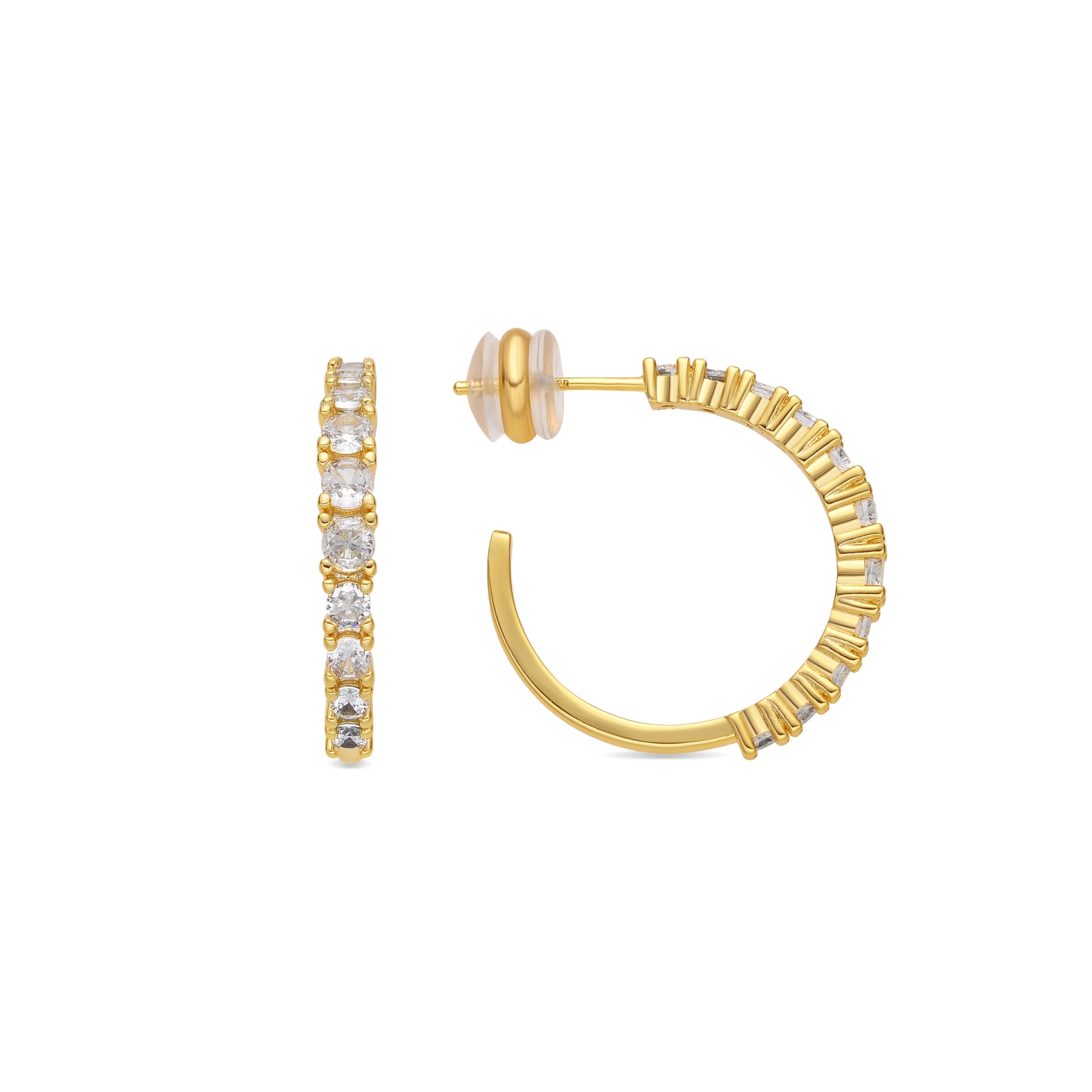 18k yellow gold finish earrings with brilliant zirconia - Remil