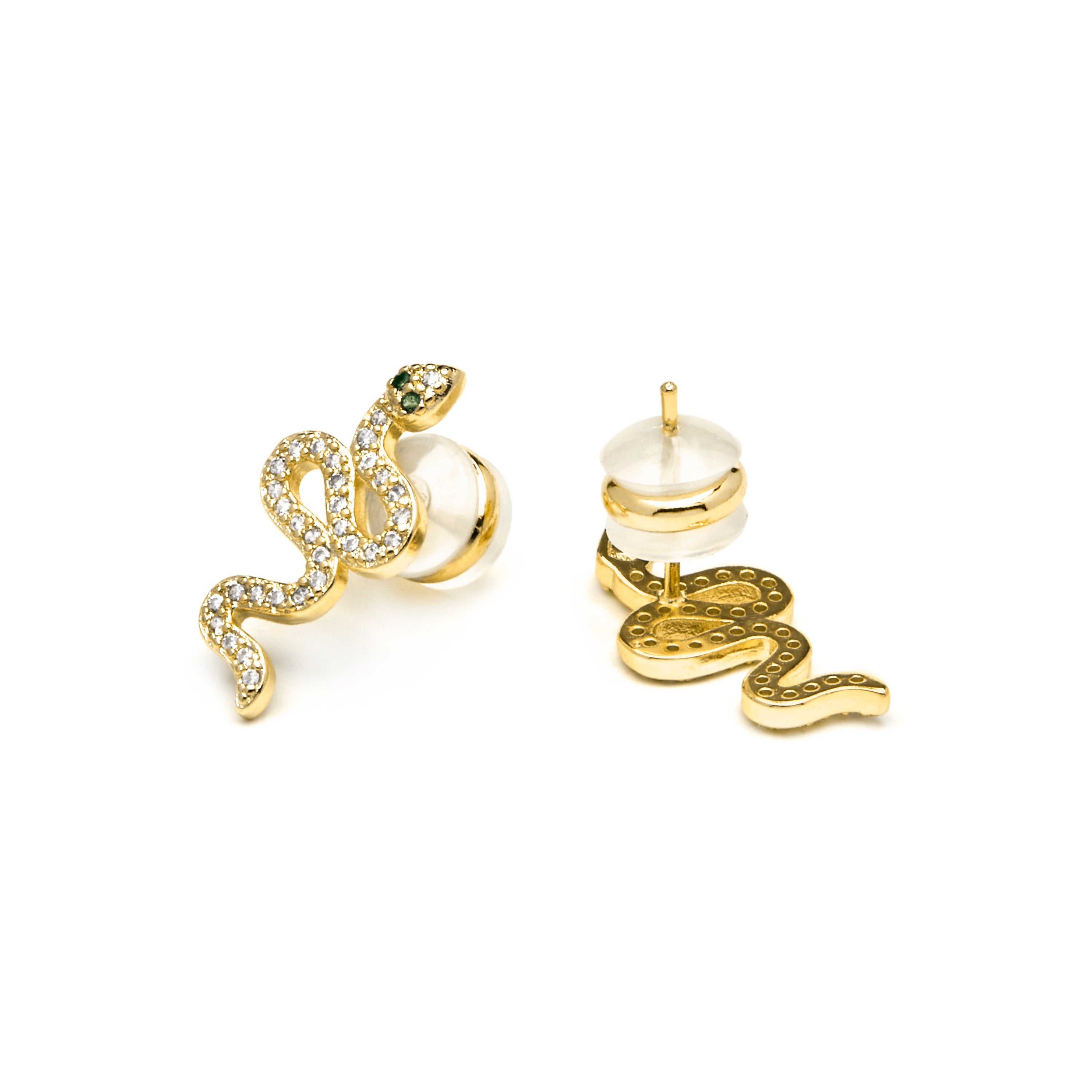 Brincos com acabamento em ouro amarelo 18k e zircônia brilhante - Norra