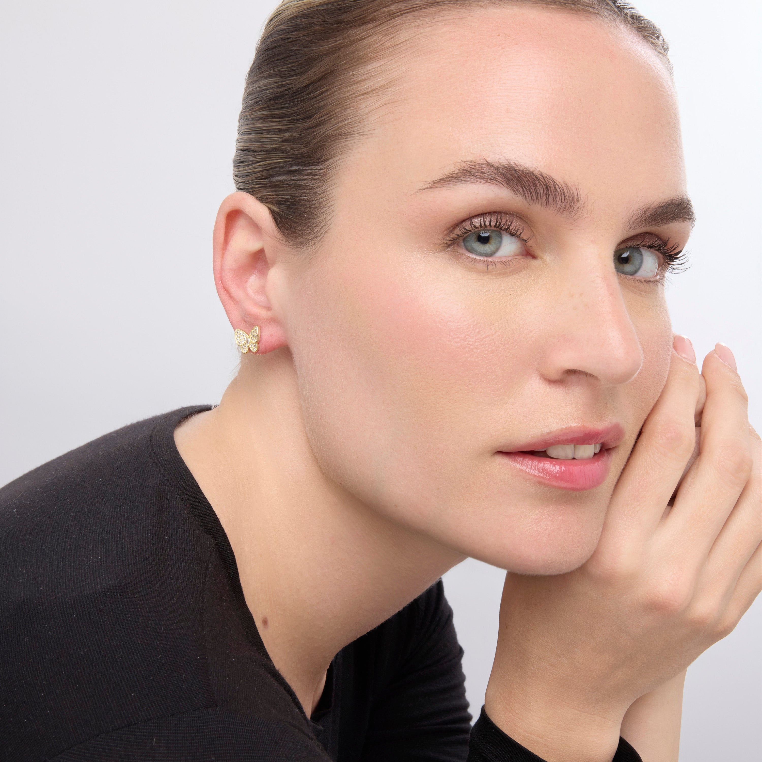 18k yellow gold finish earrings with brilliant zirconia - Vaxiuh