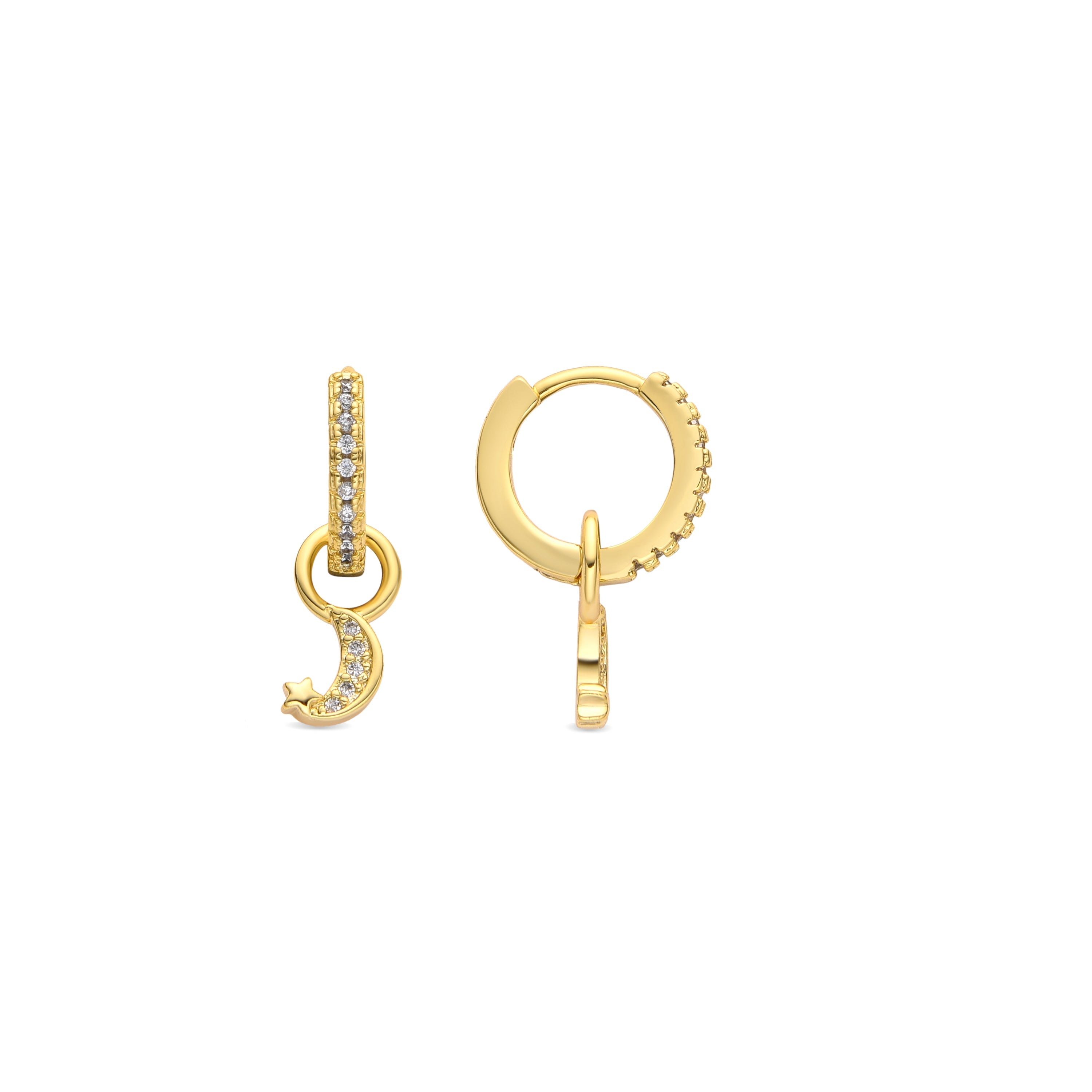 Brincos com acabamento em ouro amarelo 18k e zircônia brilhante - Lingma