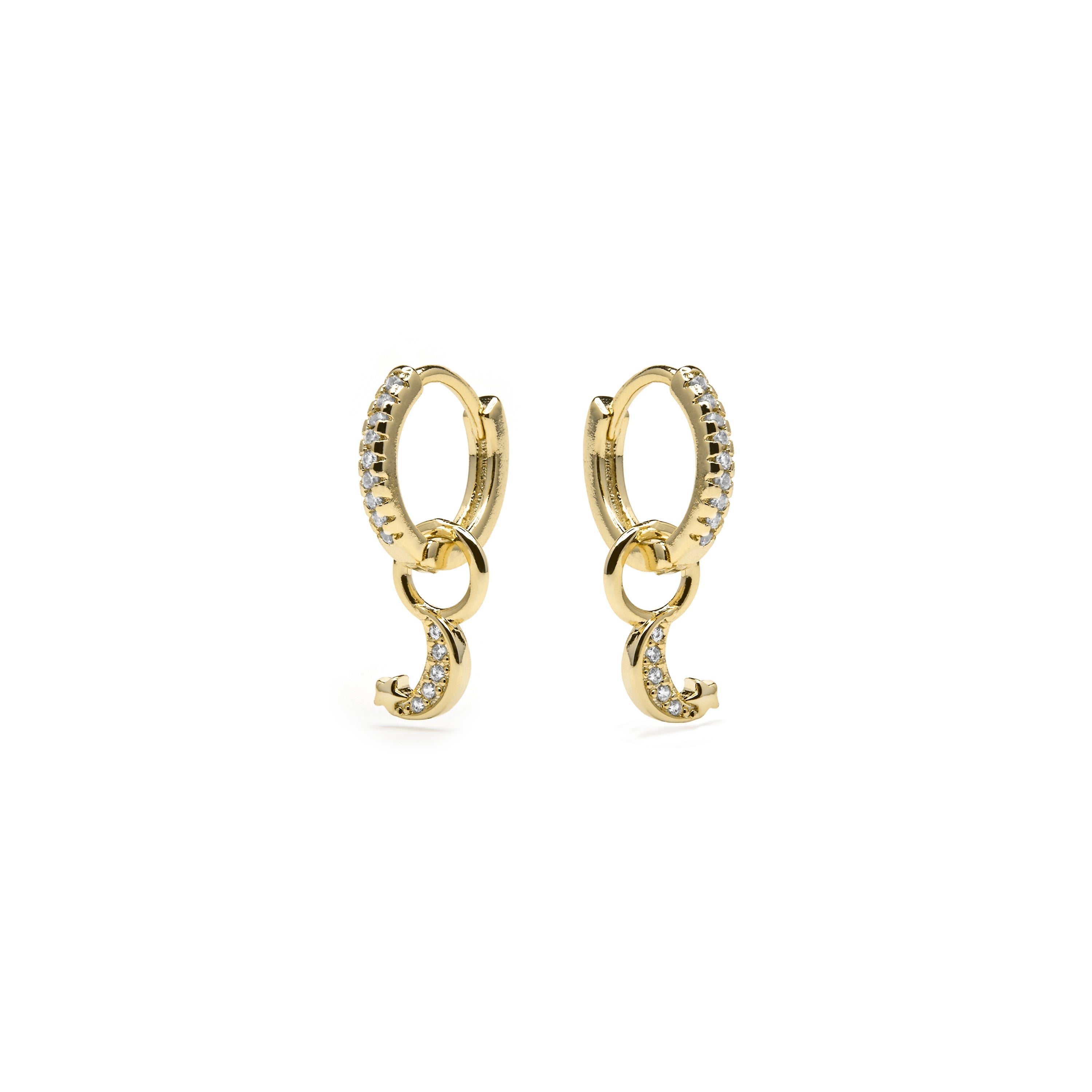 Brincos com acabamento em ouro amarelo 18k e zircônia brilhante - Lingma
