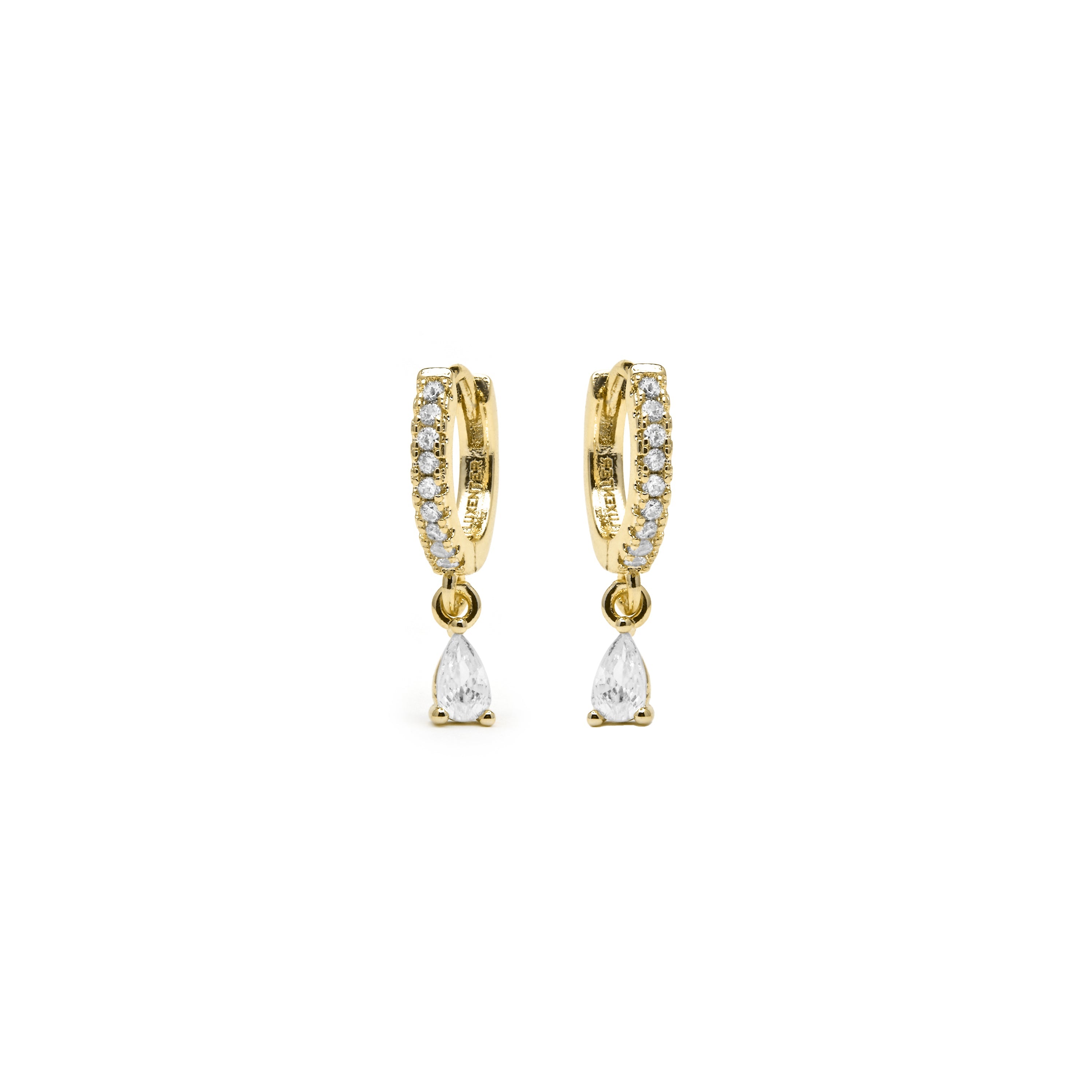 Brincos com acabamento em ouro amarelo 18k e Zircônia Brilhante - Laade