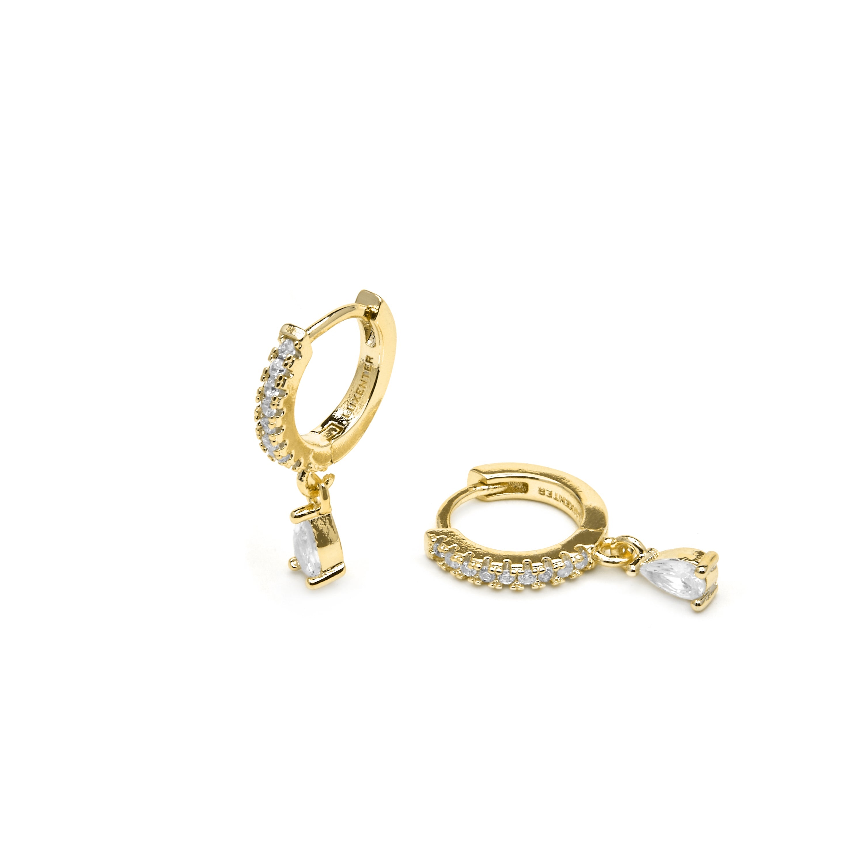 Brincos com acabamento em ouro amarelo 18k e Zircônia Brilhante - Laade