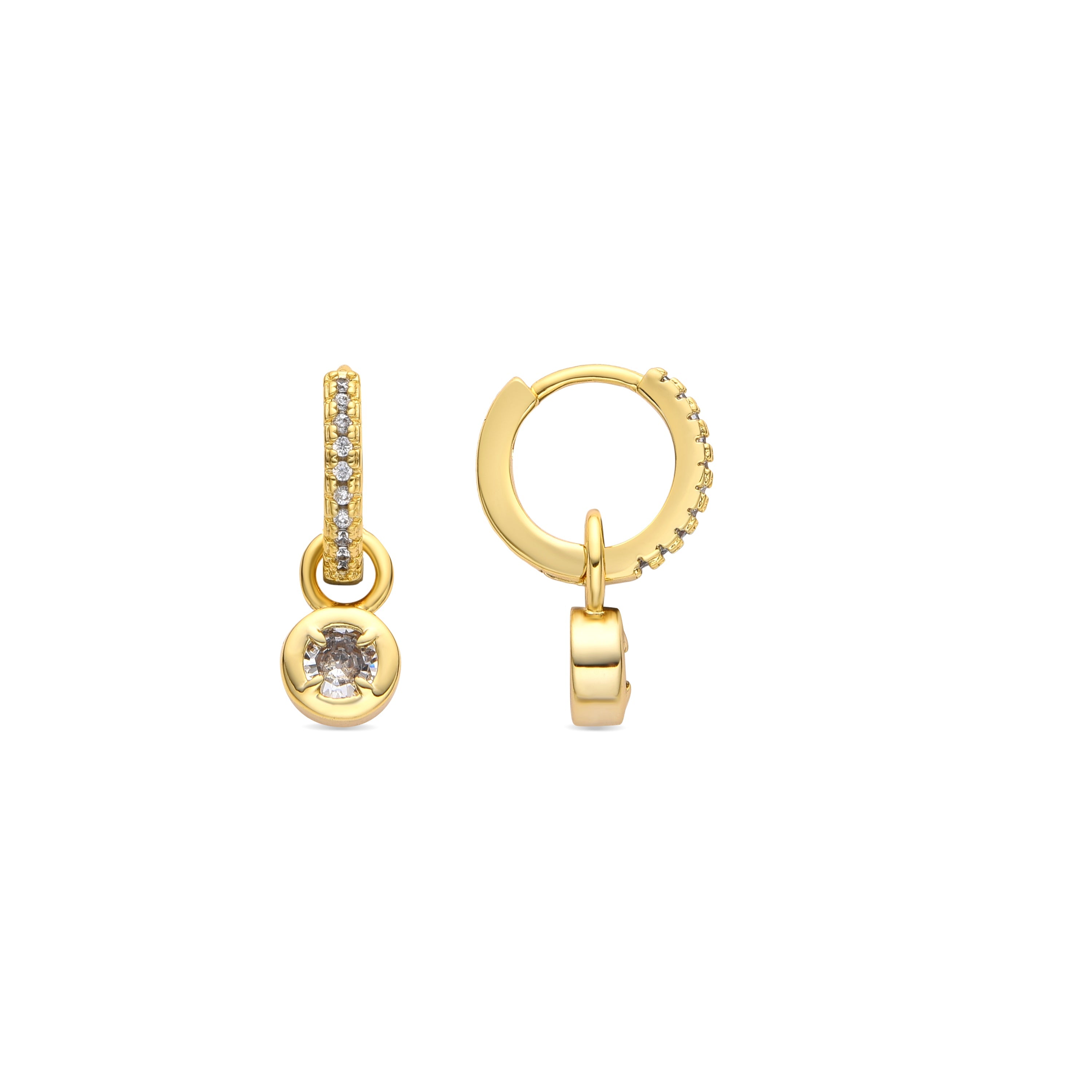Brincos com acabamento em ouro amarelo 18k e zircônia cúbica brilhante - Yacoss