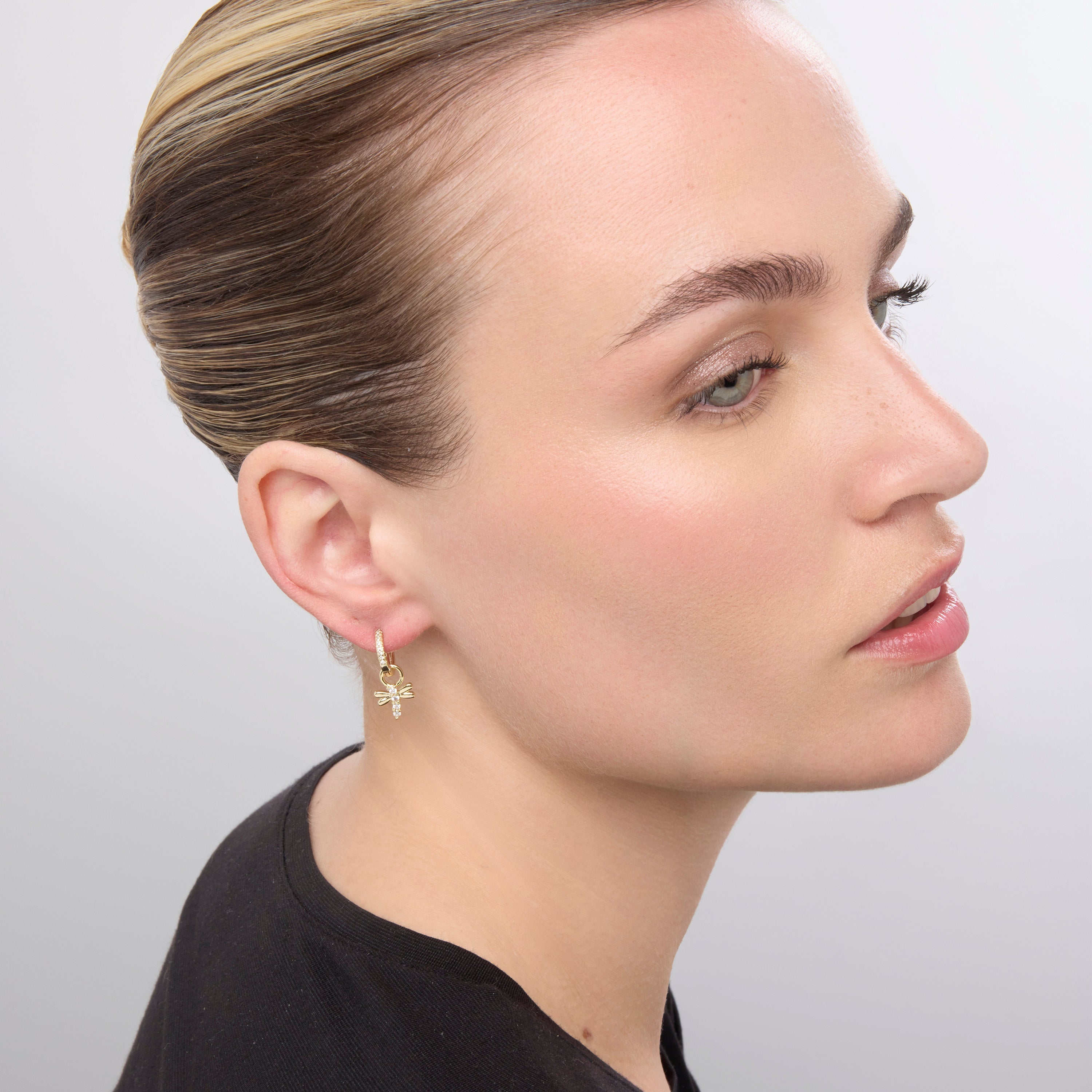 18k yellow gold finish earrings with brilliant zirconia - Jukel