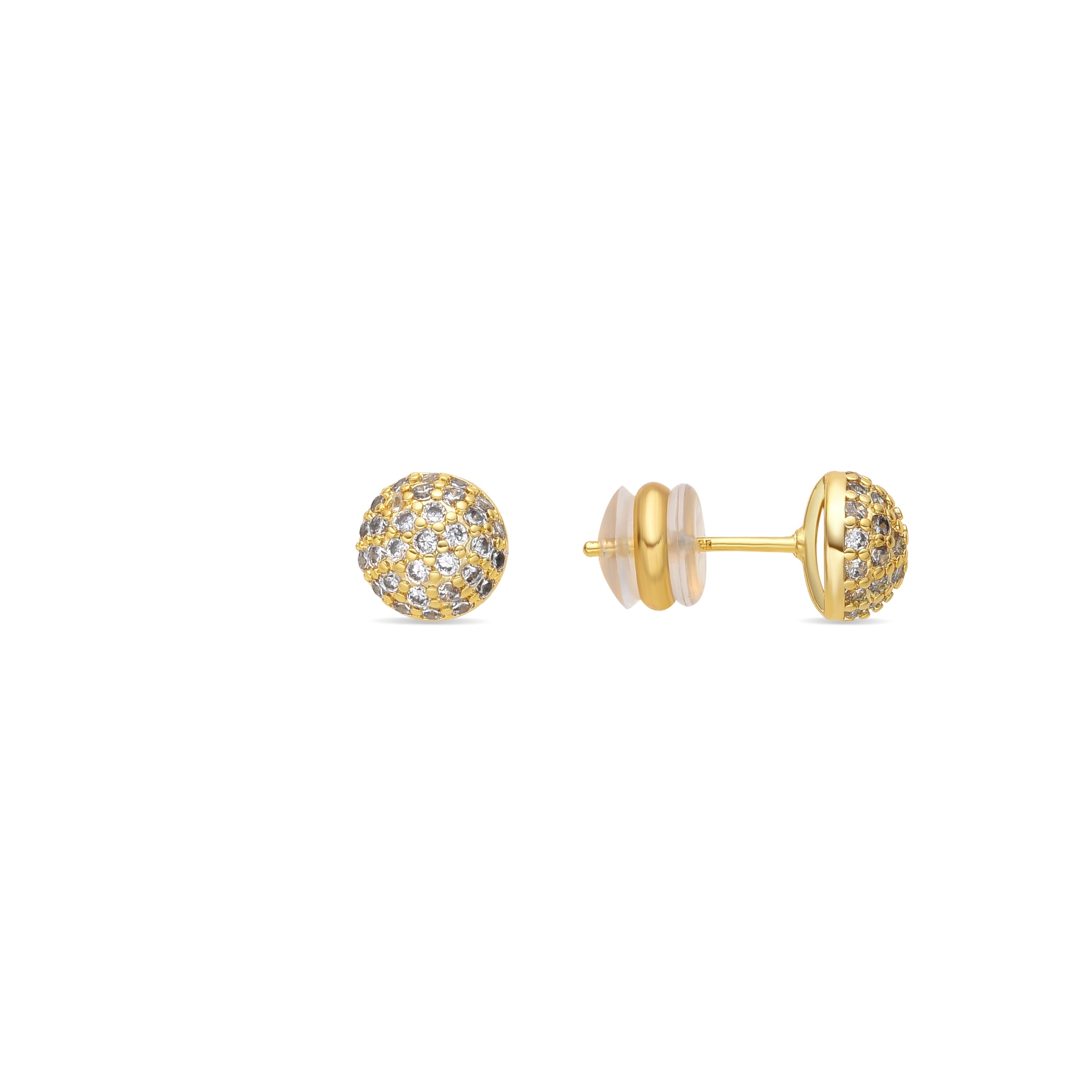 Brincos em ouro amarelo 18k e zircônia cúbica brilhante - Ramir
