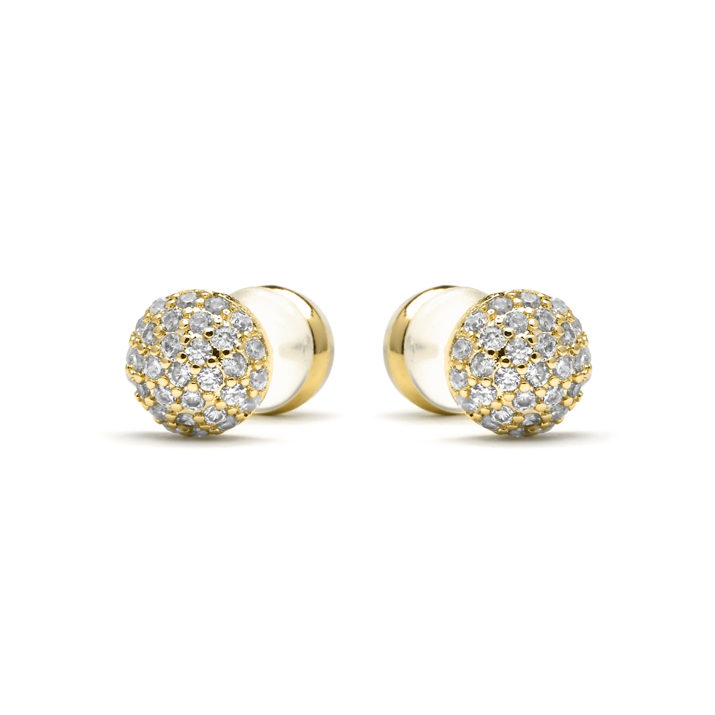 Brincos em ouro amarelo 18k e zircônia cúbica brilhante - Ramir