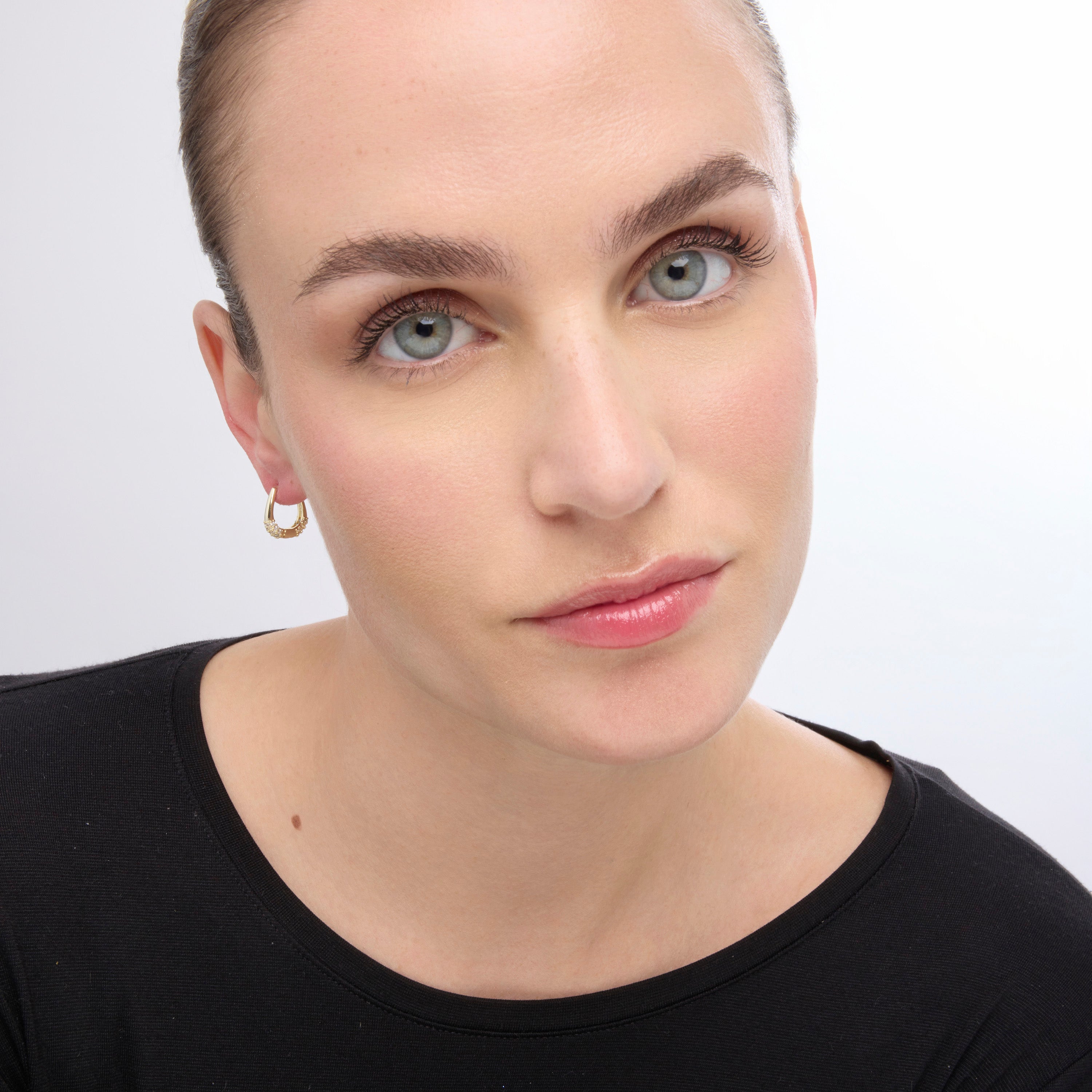 18k yellow gold finish earrings with brilliant zirconia - Redi