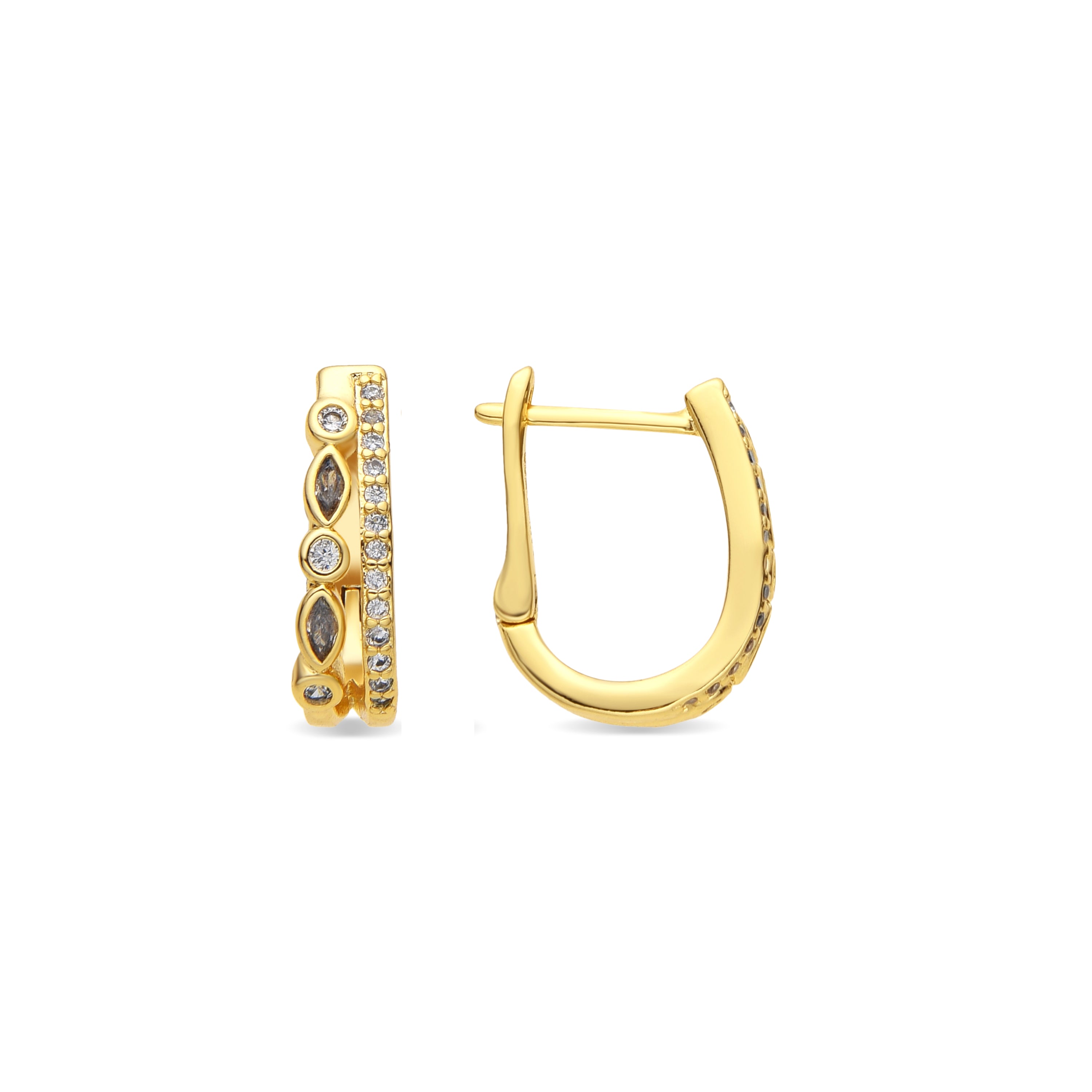 18k yellow gold finish earrings with brilliant zirconia - Hyco