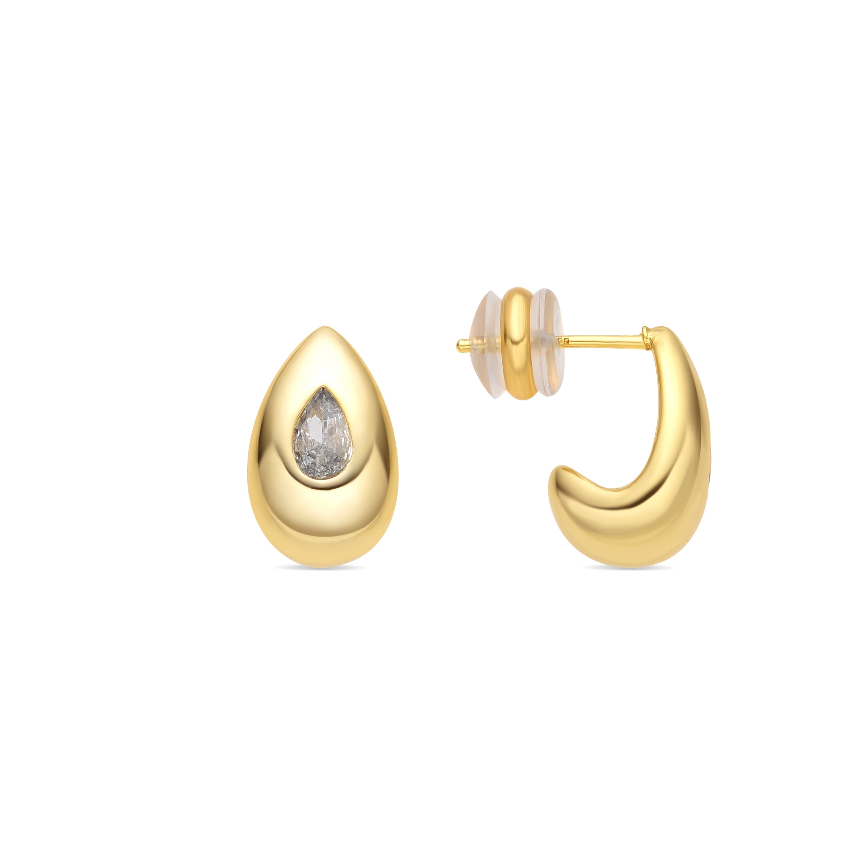 18k yellow gold finish earrings with brilliant zirconia - Garai