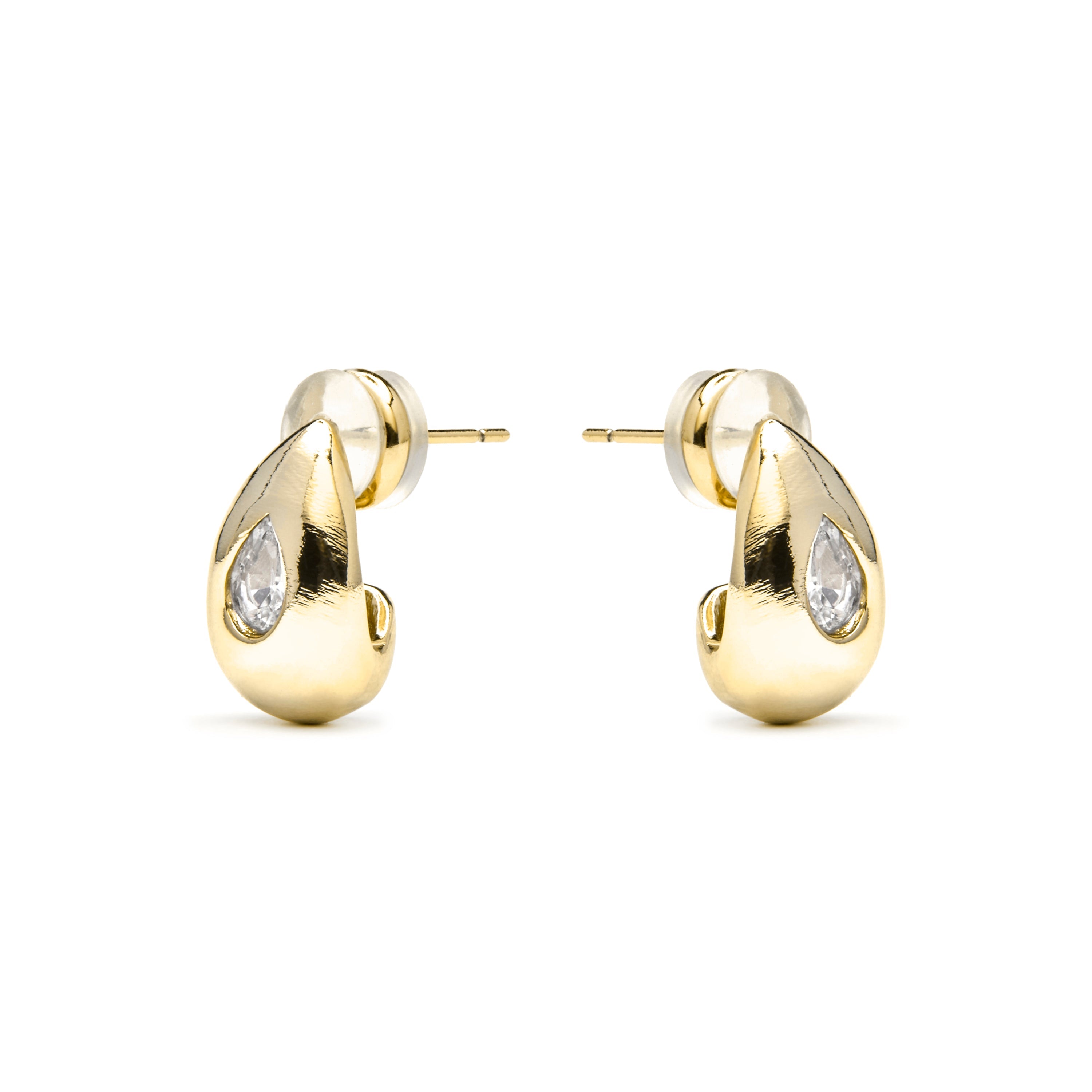 18k yellow gold finish earrings with brilliant zirconia - Garai
