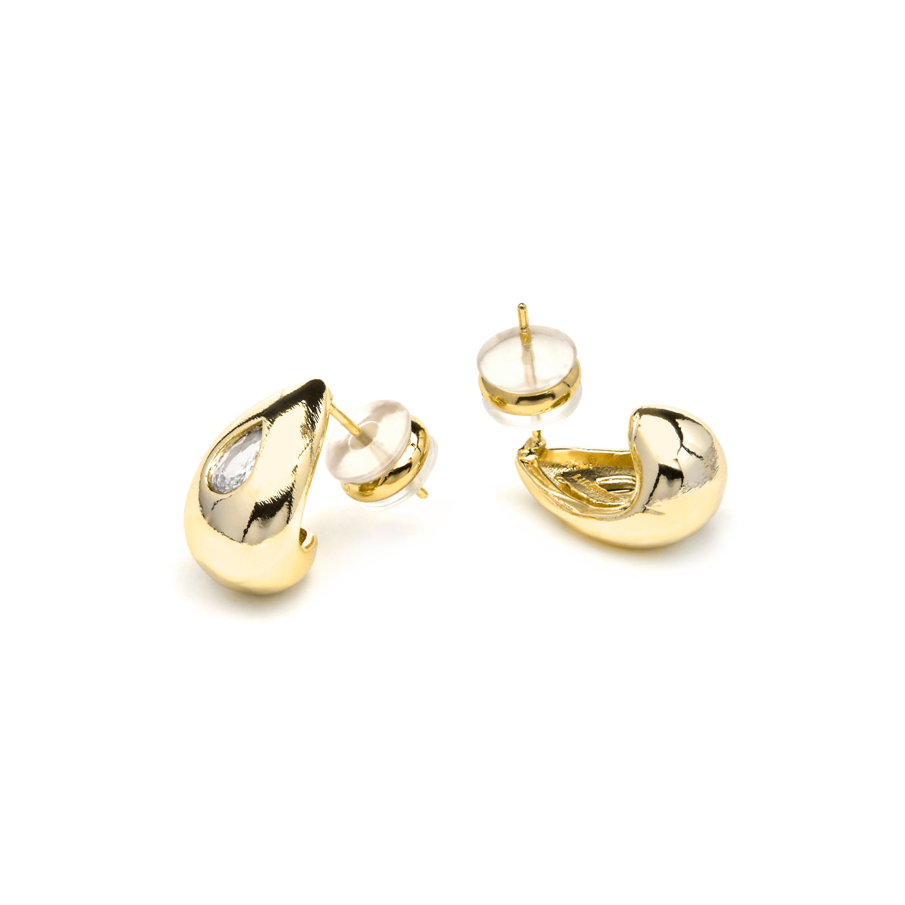 18k yellow gold finish earrings with brilliant zirconia - Garai
