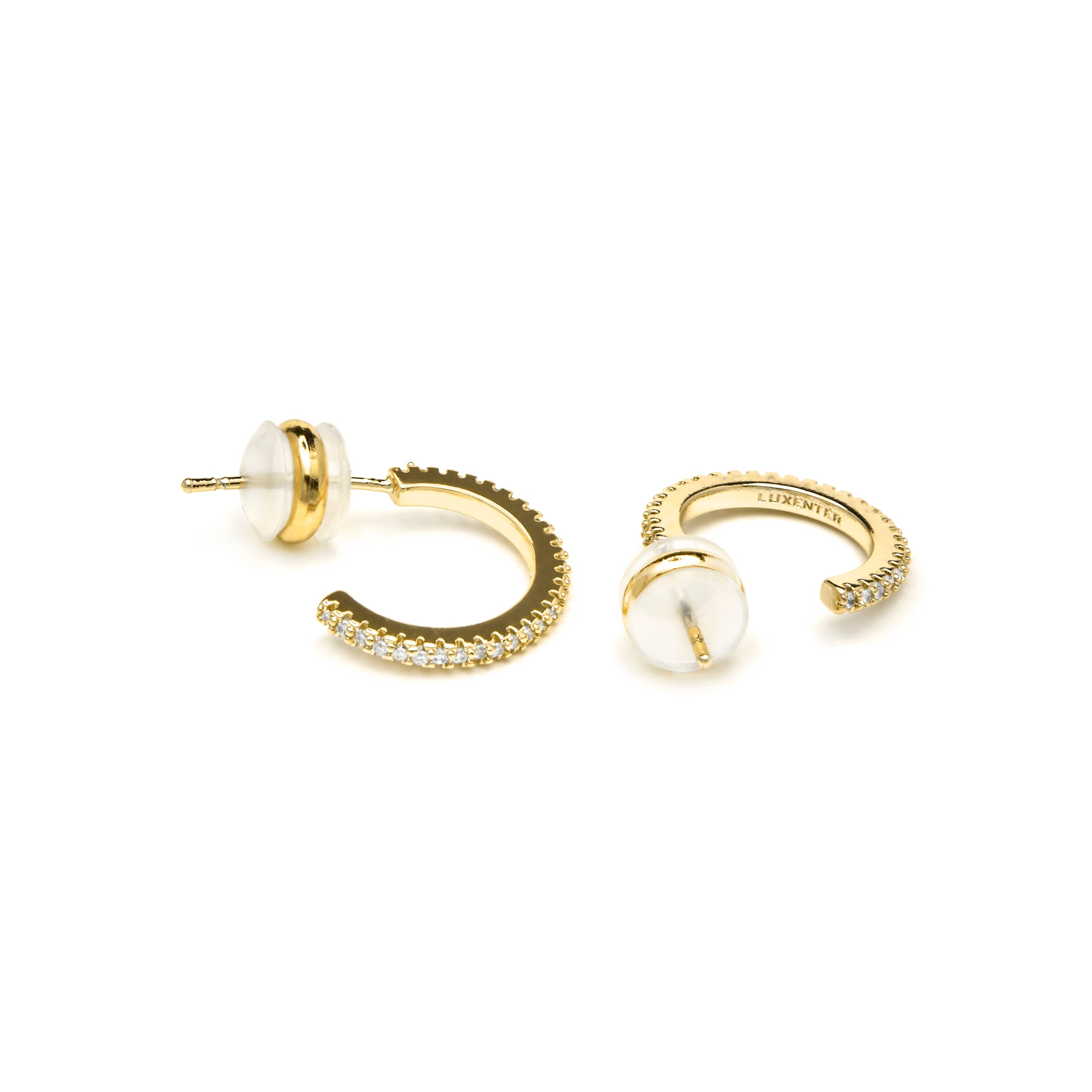 18k yellow gold finish earrings with brilliant zirconia - Random