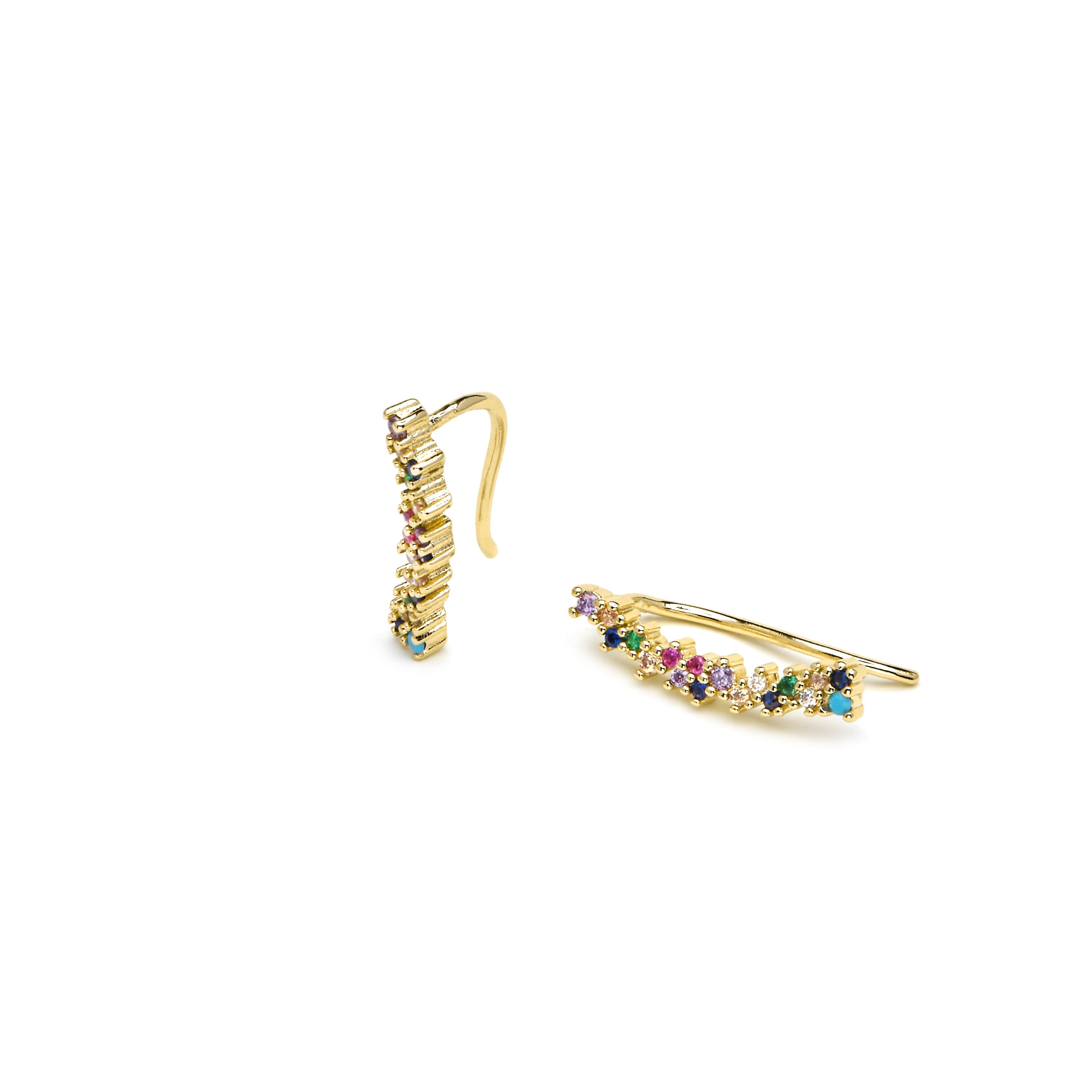 Pendientes acabado oro amarillo de 18k y Circonita Multicolor - Yionli