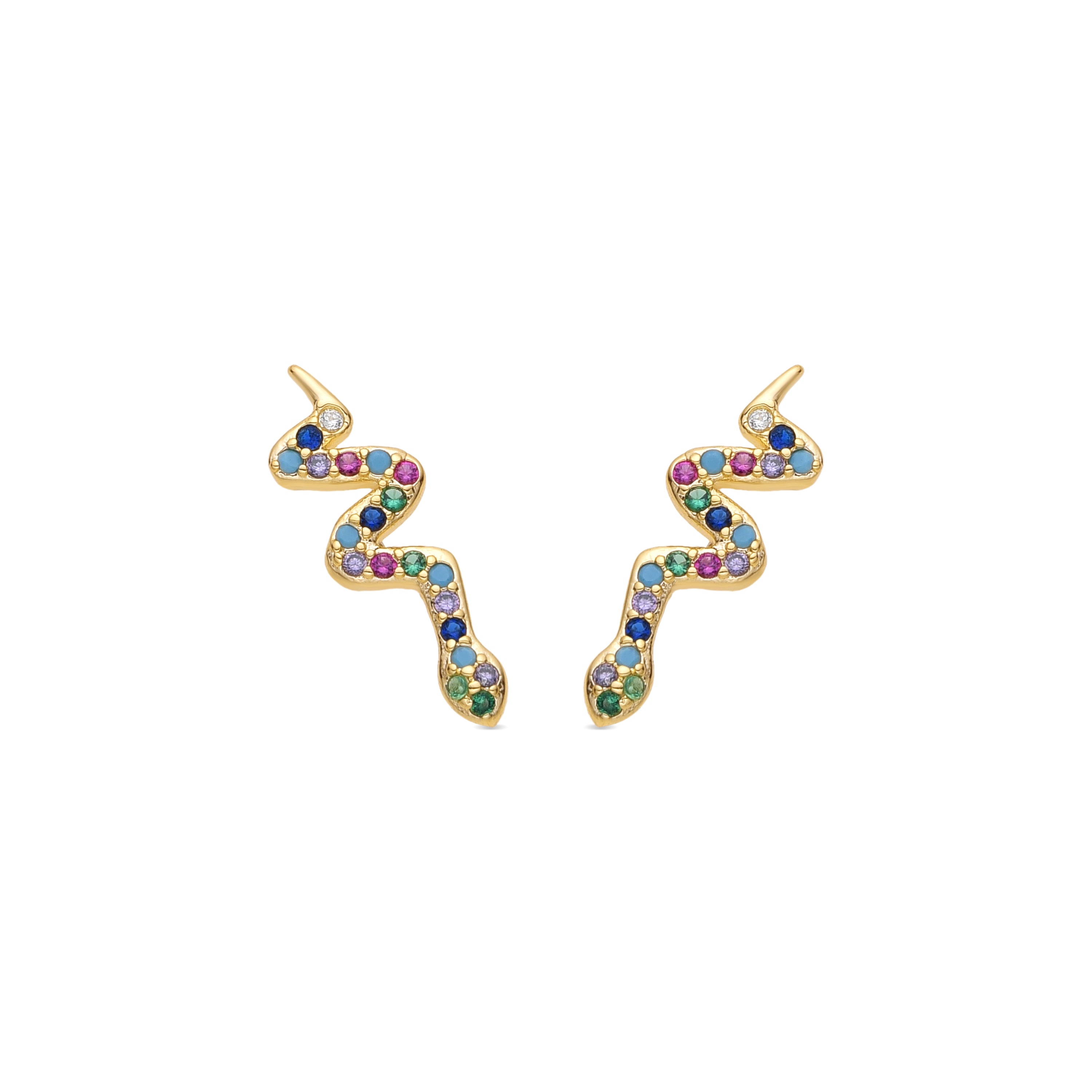 18k yellow gold finish earrings with multicolored zirconia - Orksad
