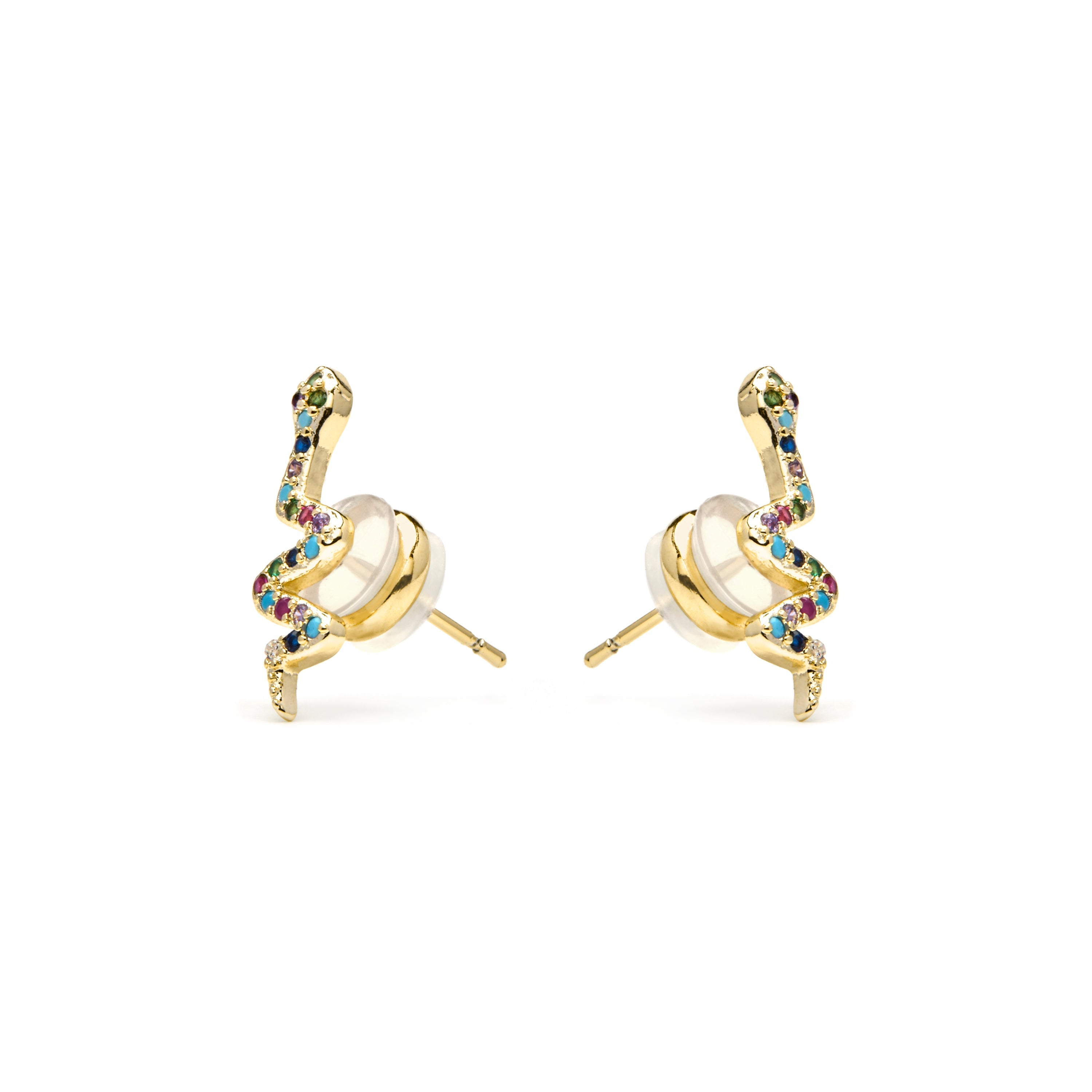 18k yellow gold finish earrings with multicolored zirconia - Orksad