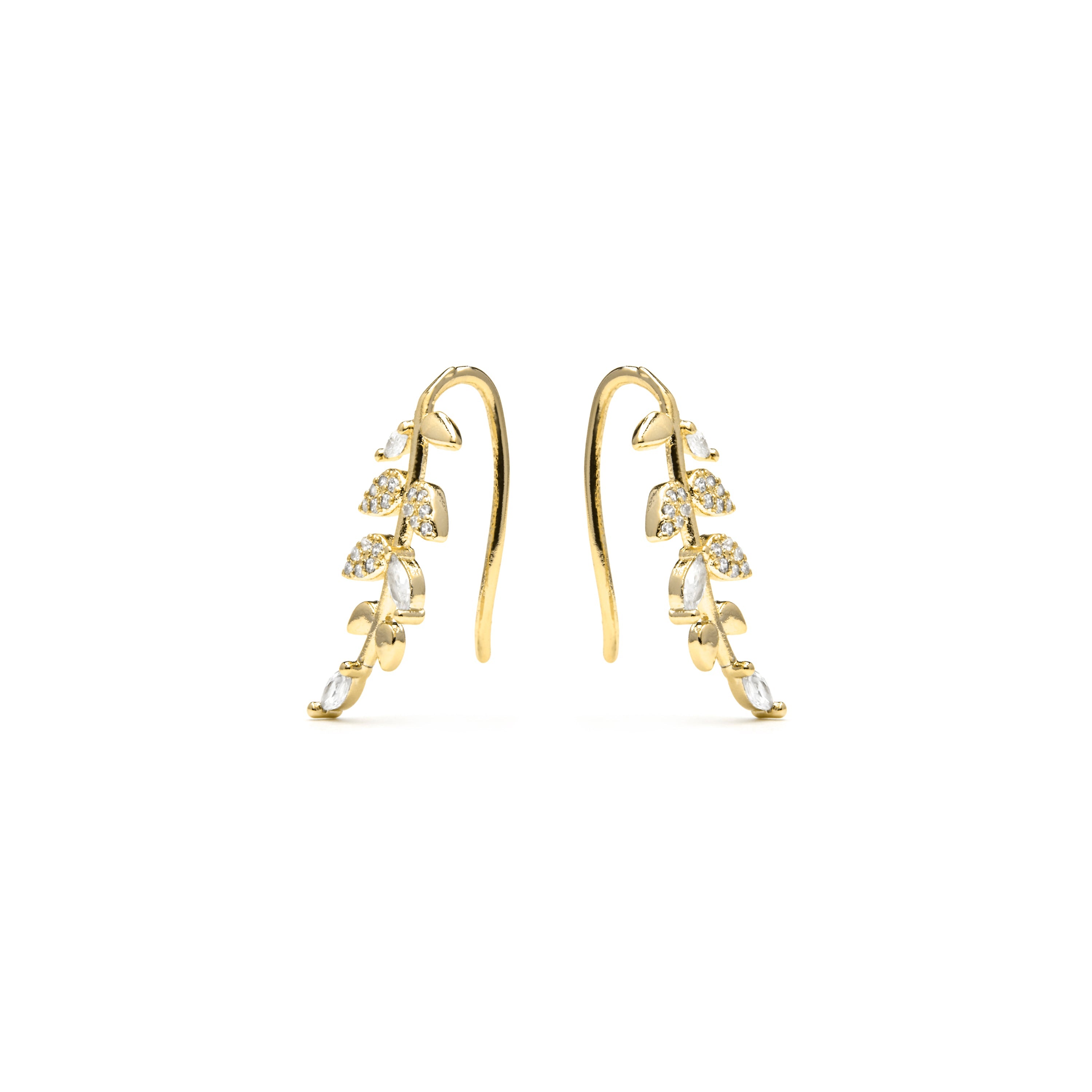 Brincos com acabamento em ouro amarelo 18k e zircônia brilhante - Sudceo