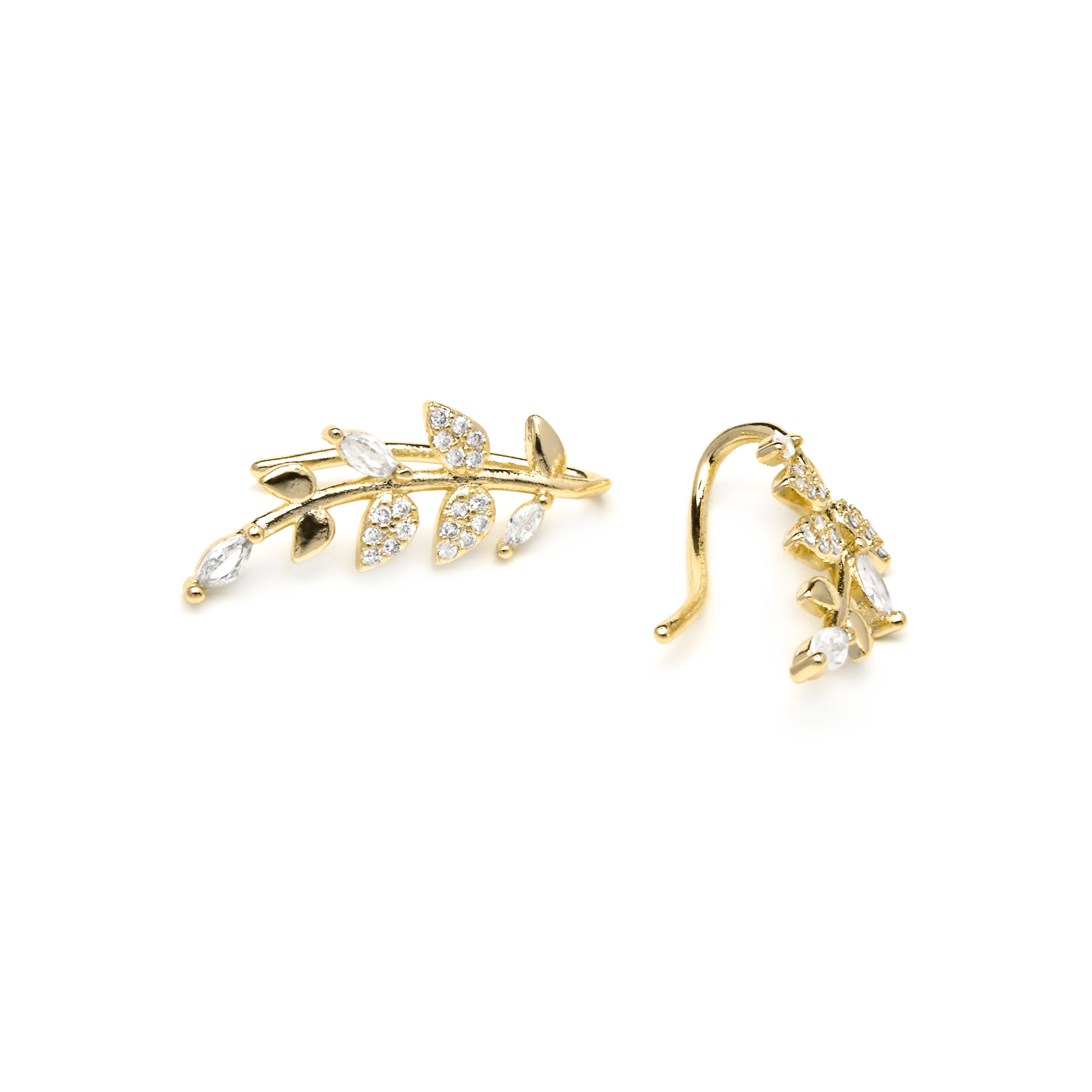 Brincos com acabamento em ouro amarelo 18k e zircônia brilhante - Sudceo
