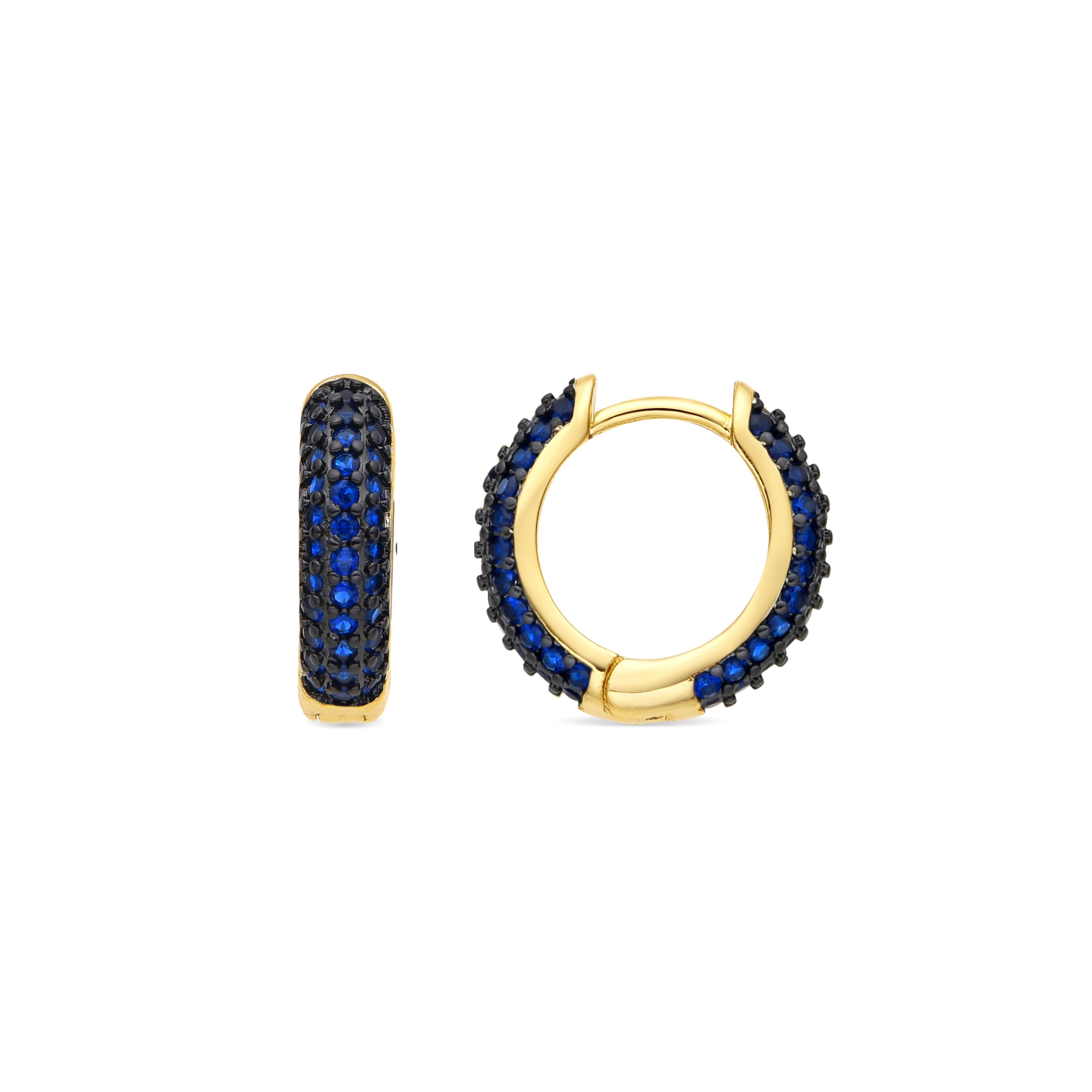 9mm diameter 18k yellow gold finish earrings with Sapphire zirconia - Lesrat