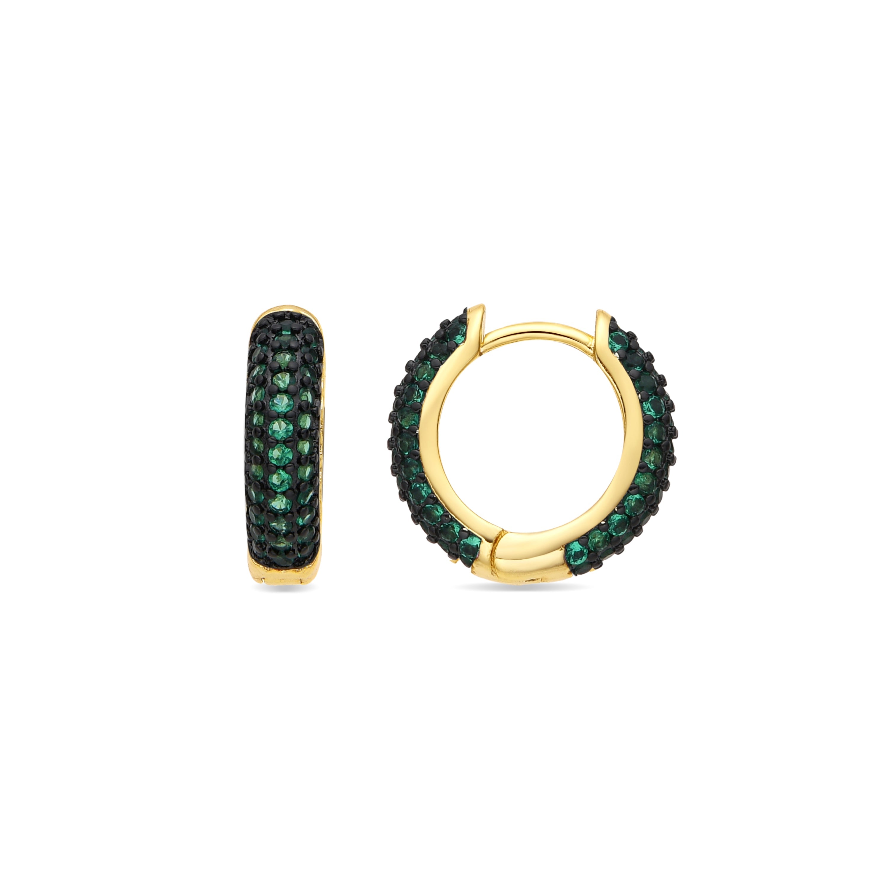 Brincos com acabamento em ouro amarelo 18k e zircônia esmeralda - Lesrat