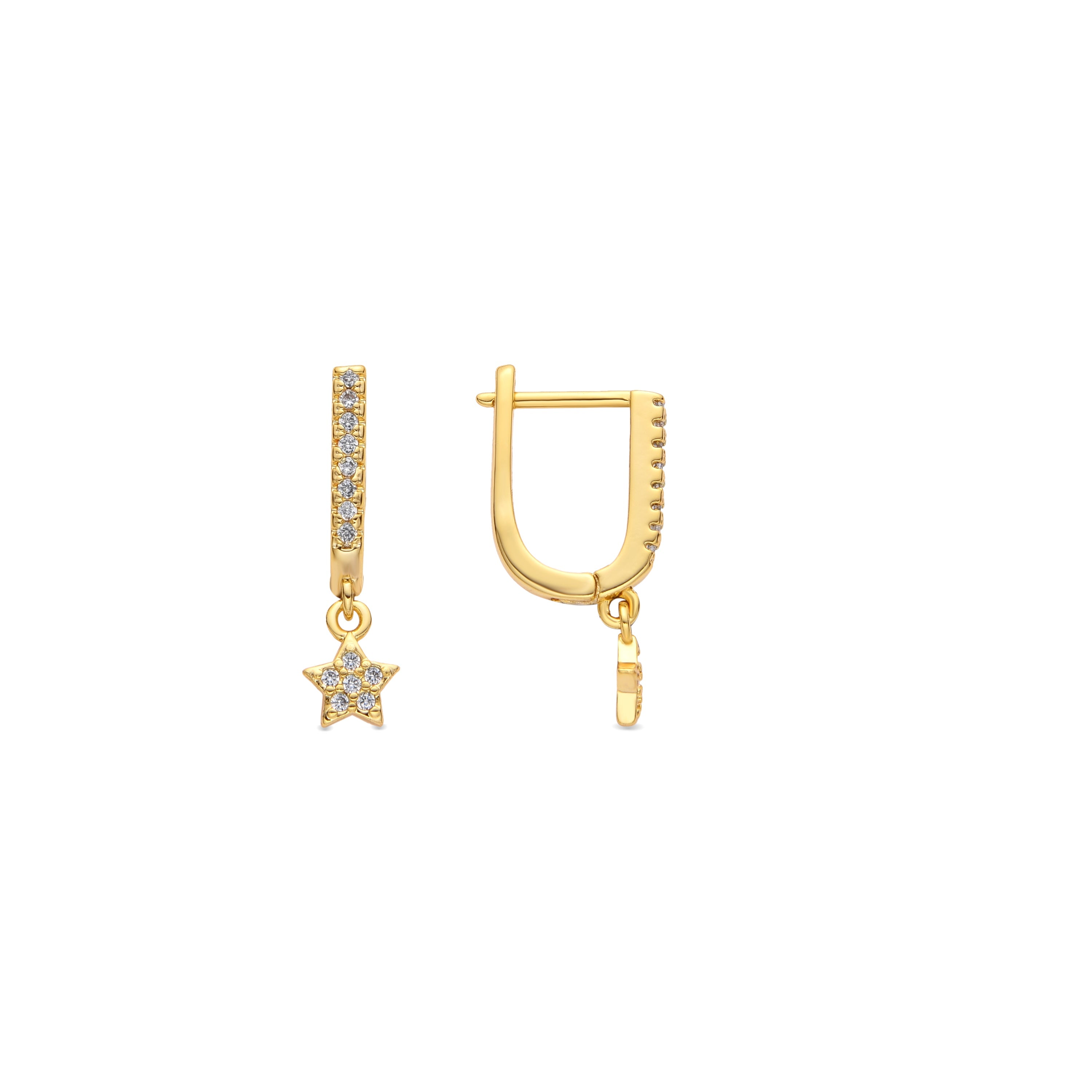 18k yellow gold finish earrings with brilliant zirconia - Sasai