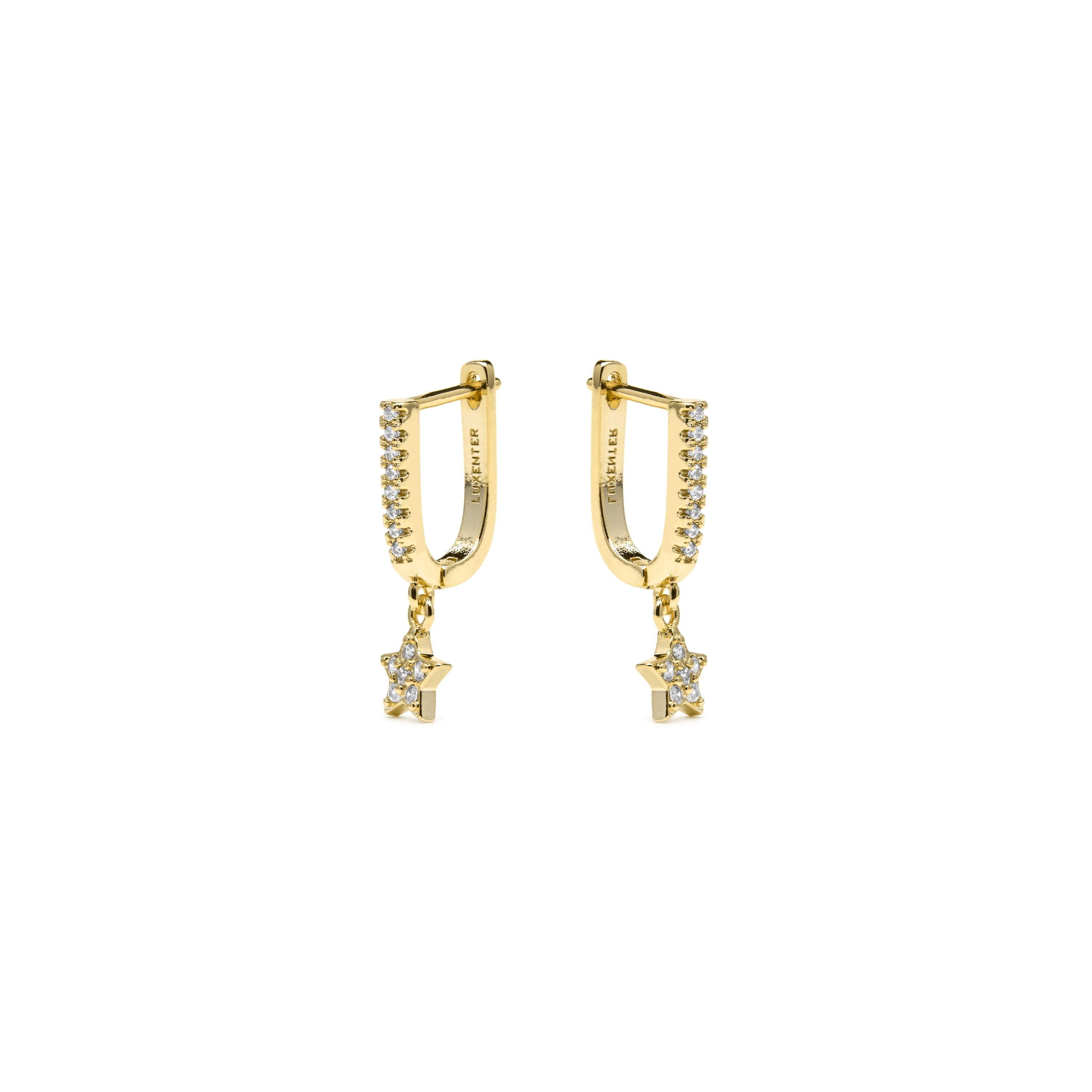Pendientes acabado oro amarillo de 18k y Circonita Brillante - Sasai