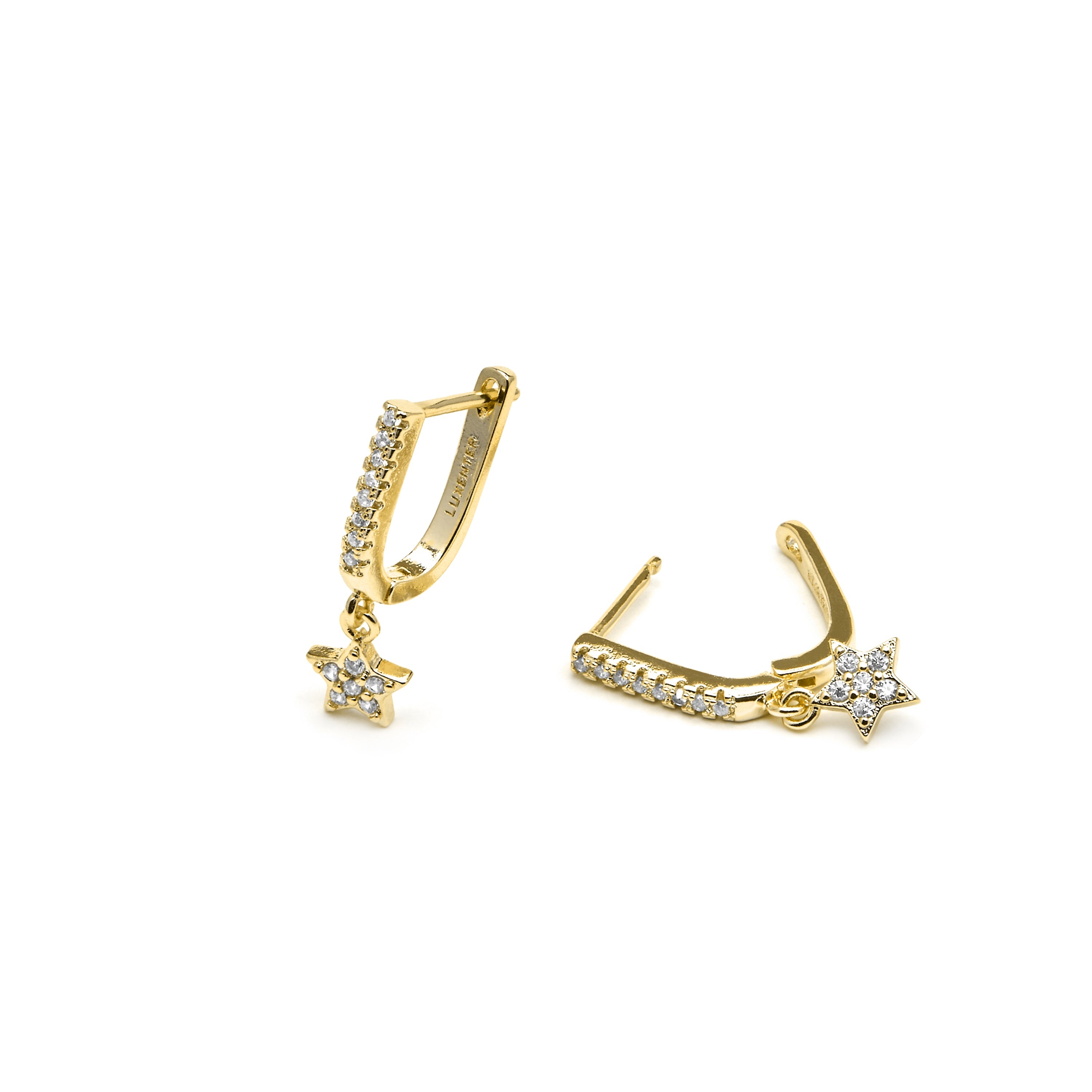 Pendientes acabado oro amarillo de 18k y Circonita Brillante - Sasai