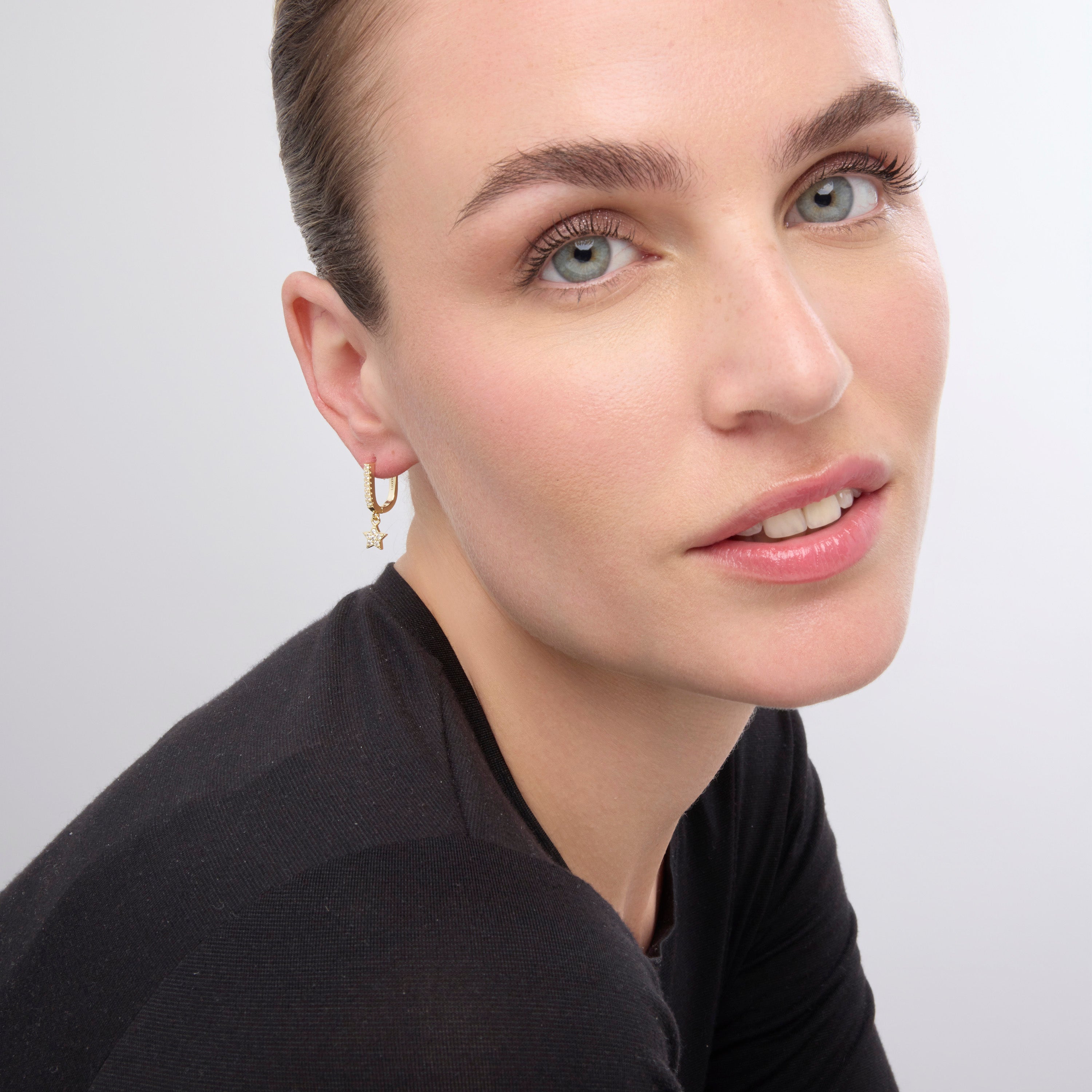 18k yellow gold finish earrings with brilliant zirconia - Sasai