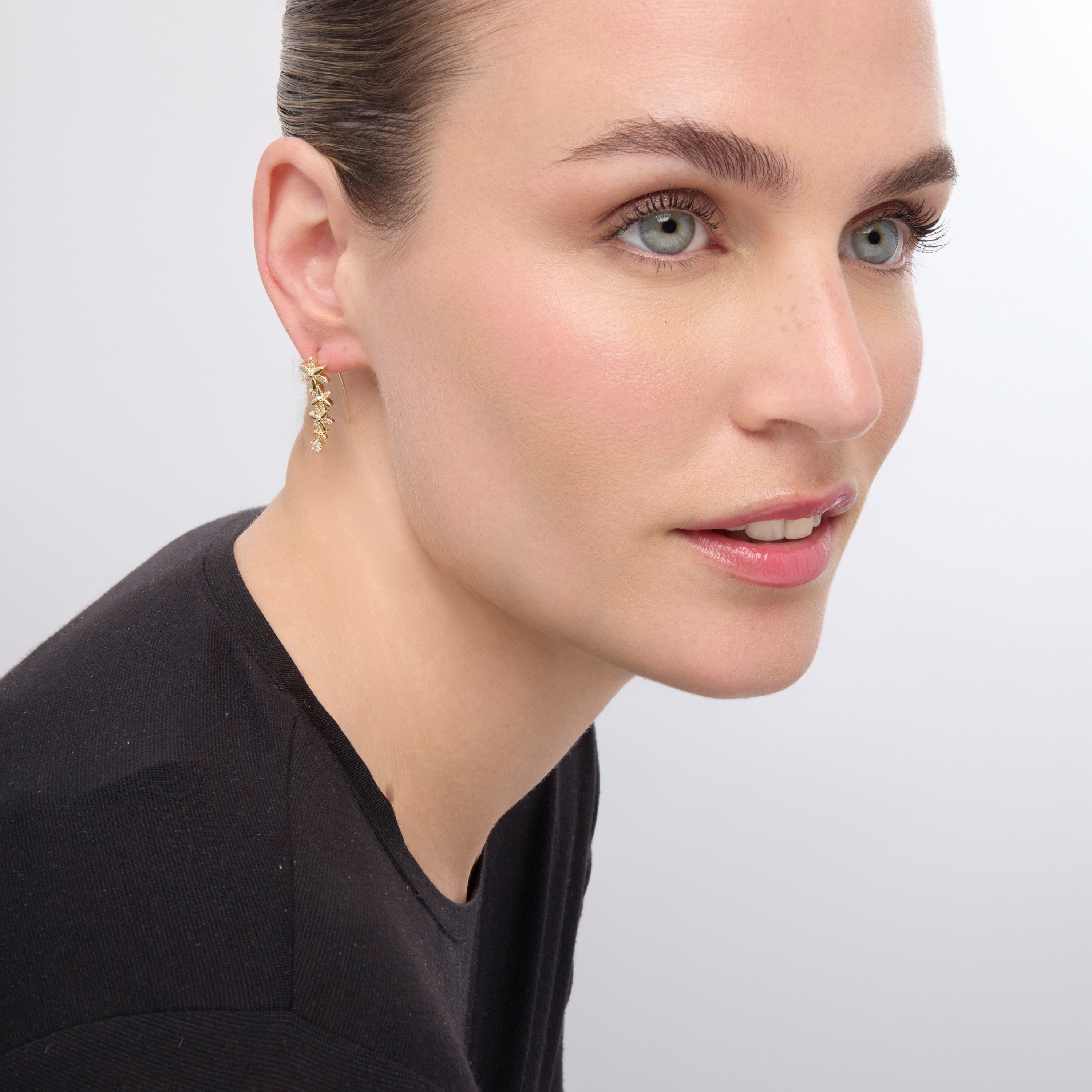 18k yellow gold finish earrings with brilliant zirconia - Anah