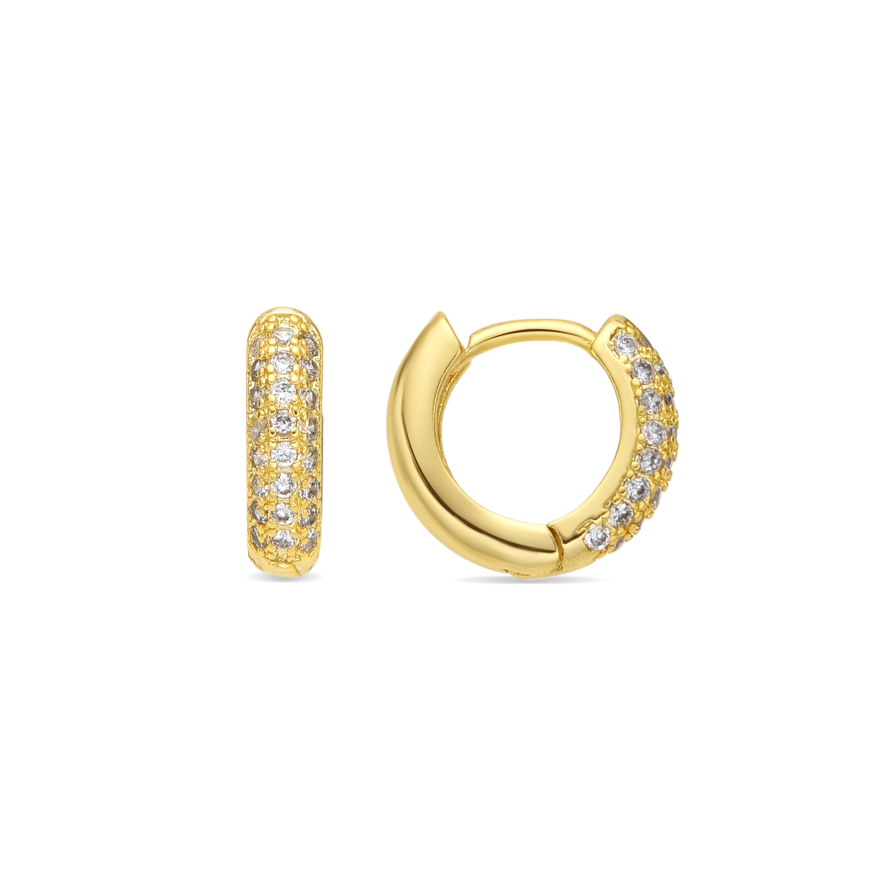 Pendientes de 9mm de diámetro acabado Oro Amarillo de 18k con circonita Brillante - Krax