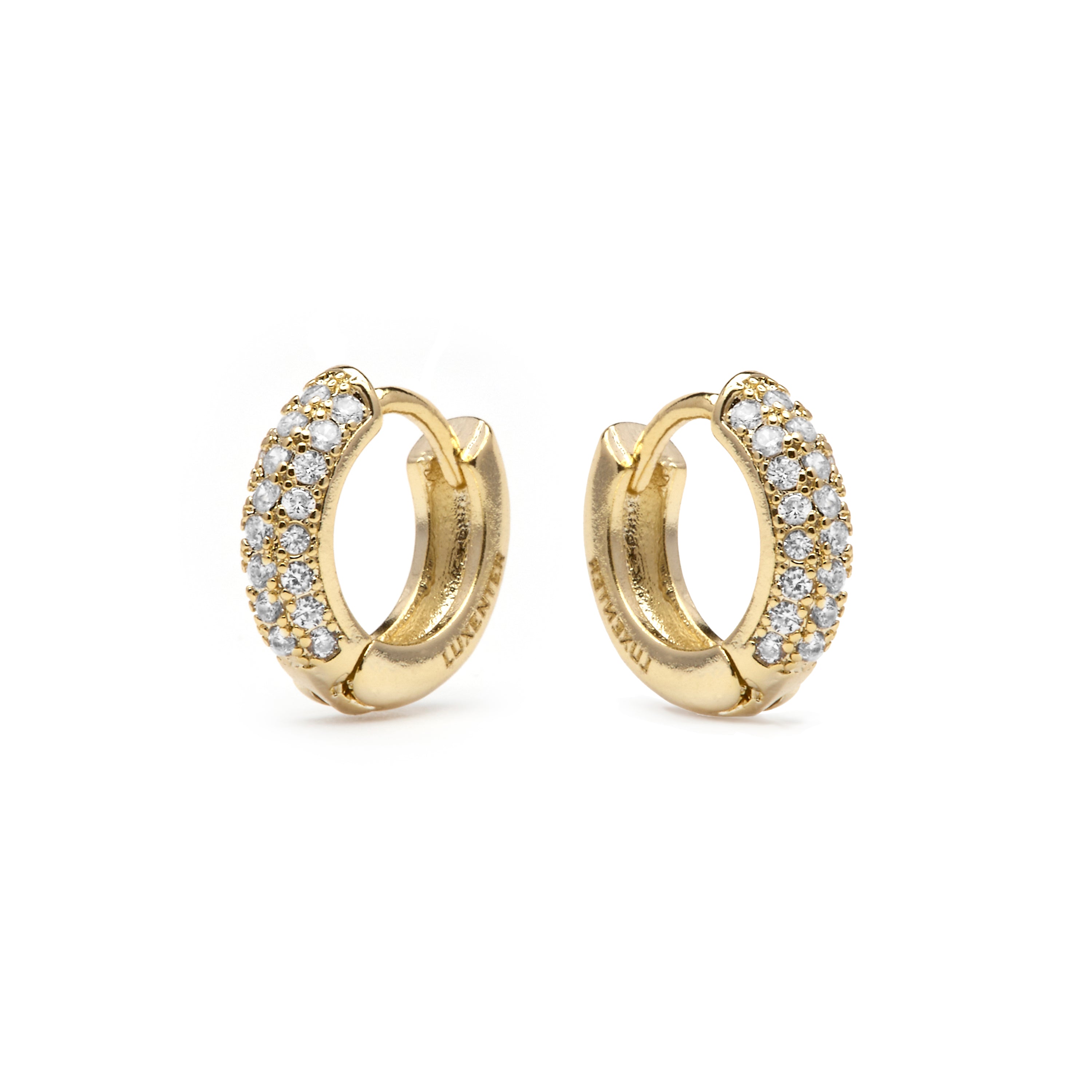 Pendientes de 9mm de diámetro acabado Oro Amarillo de 18k con circonita Brillante - Krax