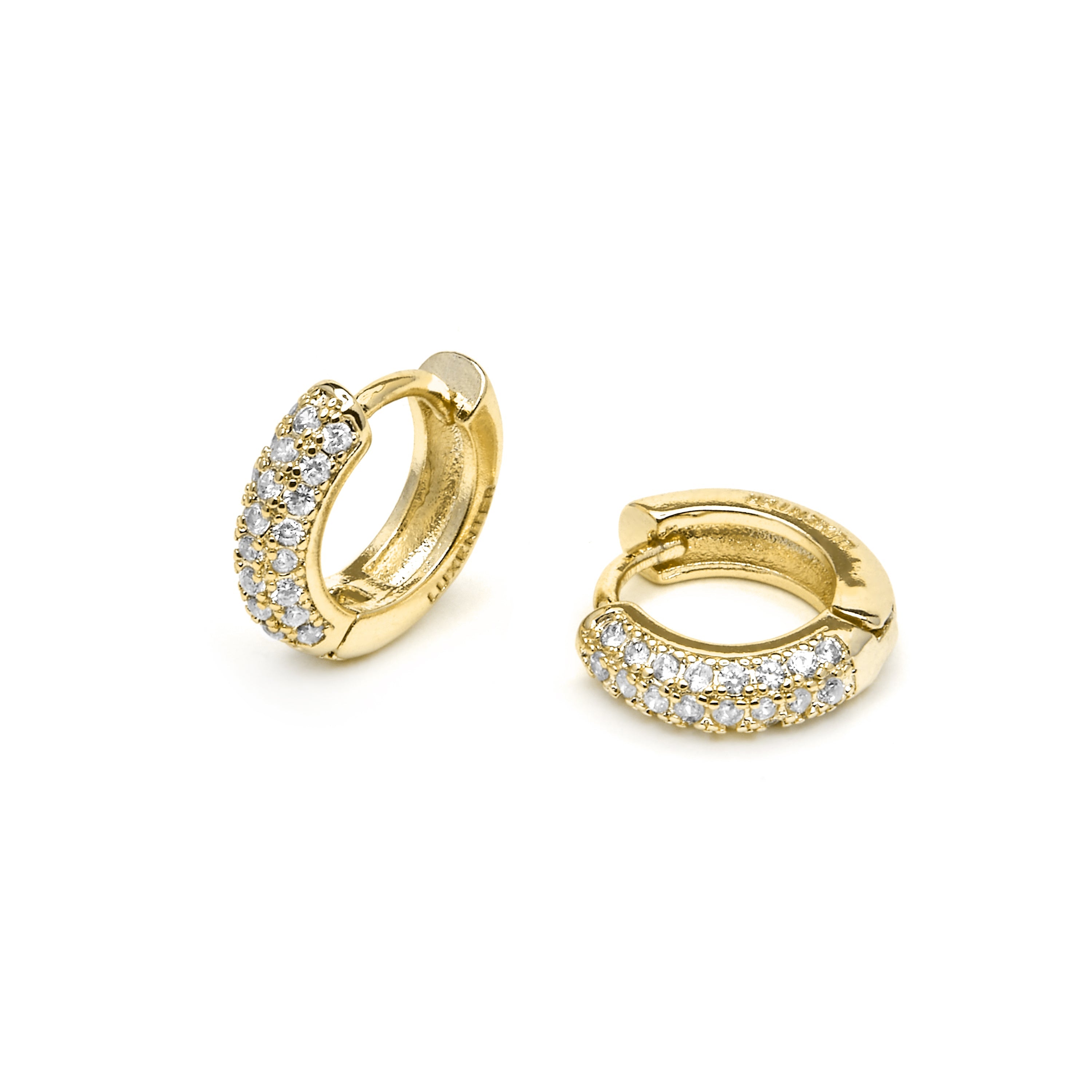 Pendientes de 9mm de diámetro acabado Oro Amarillo de 18k con circonita Brillante - Krax