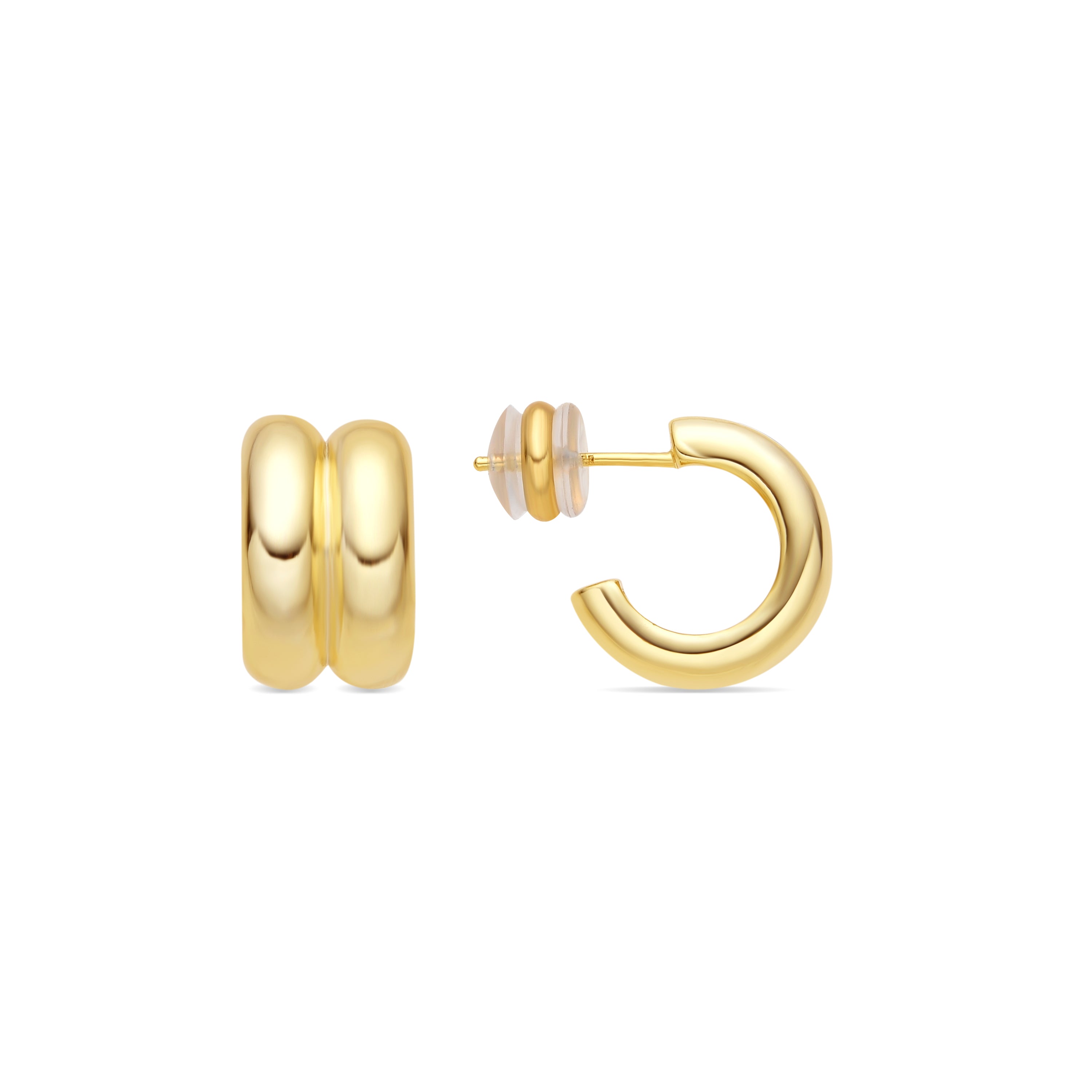 Brincos com acabamento em ouro amarelo 18k - Tudfu