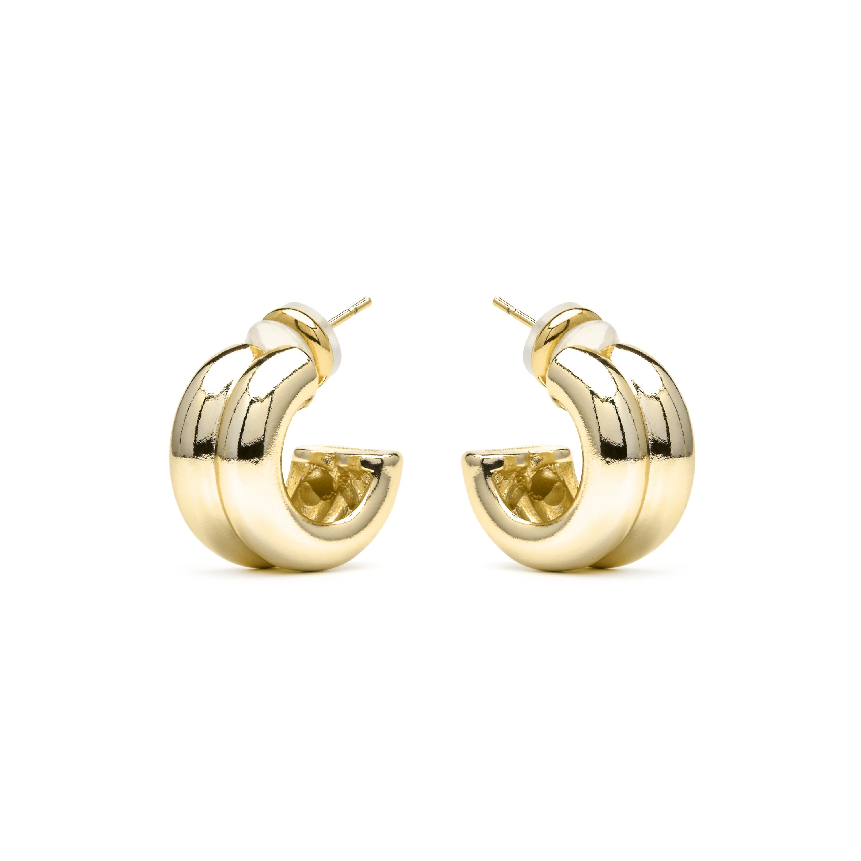 Brincos com acabamento em ouro amarelo 18k - Tudfu