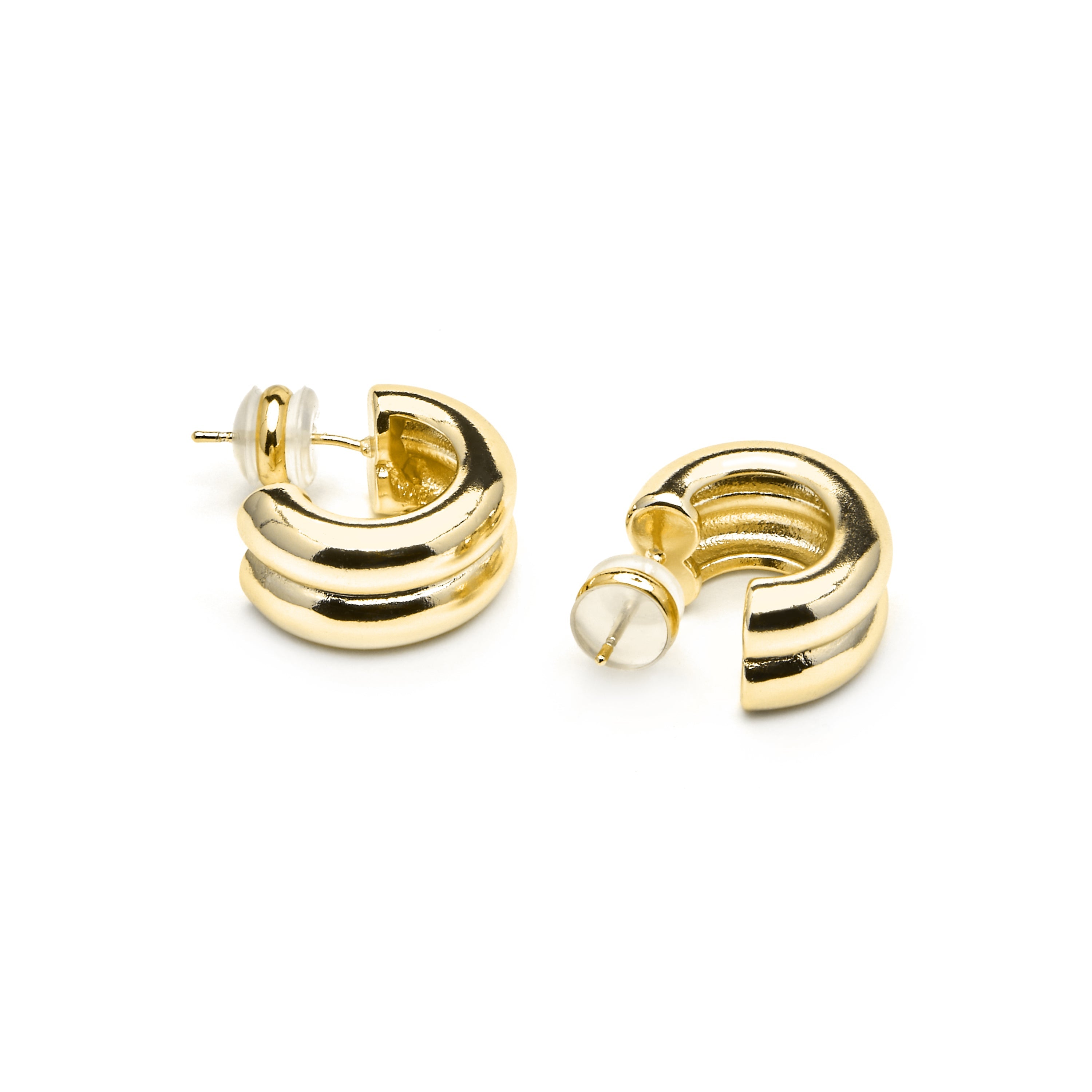 Brincos com acabamento em ouro amarelo 18k - Tudfu