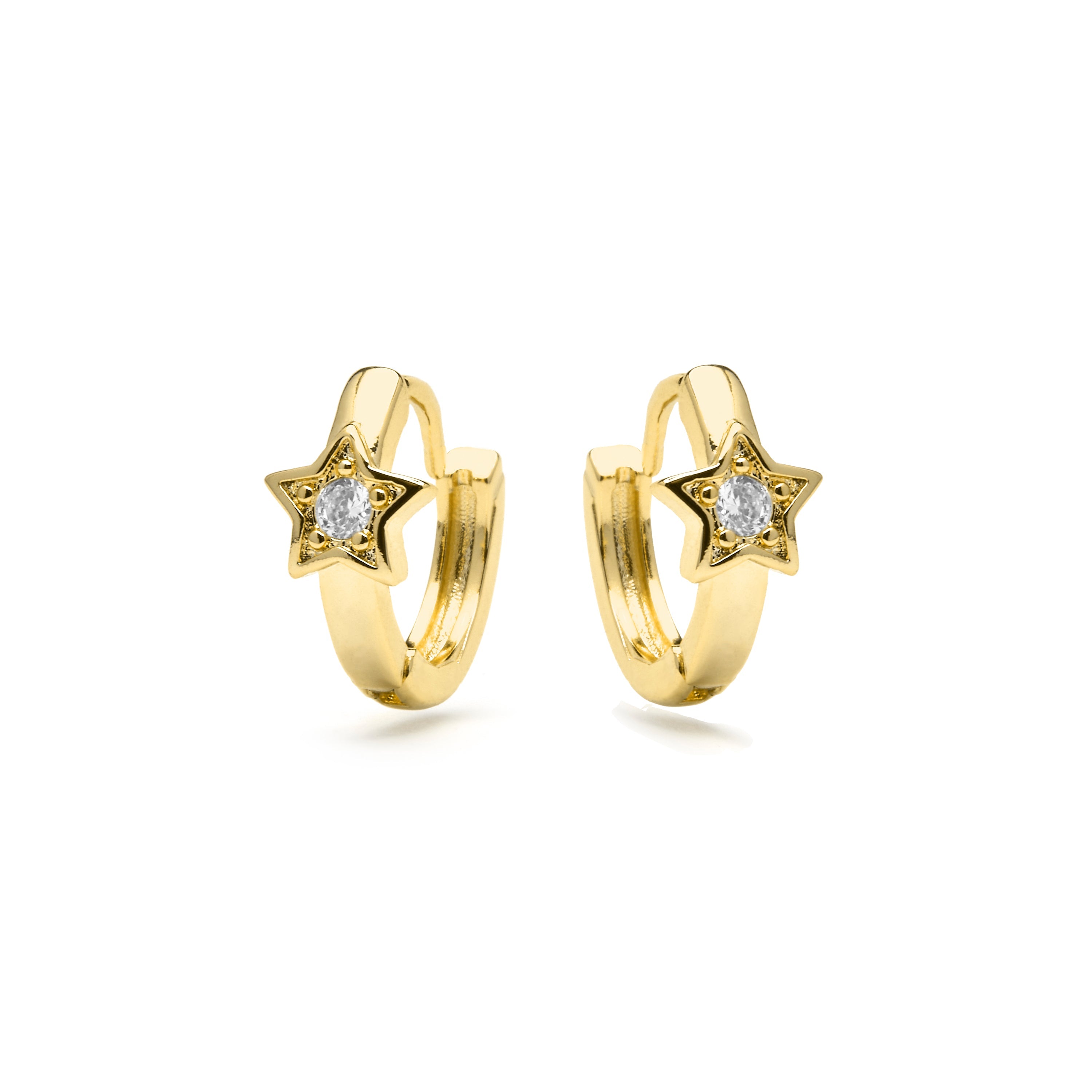 Brincos com acabamento em ouro amarelo 18k e zircônia brilhante - Ktyu
