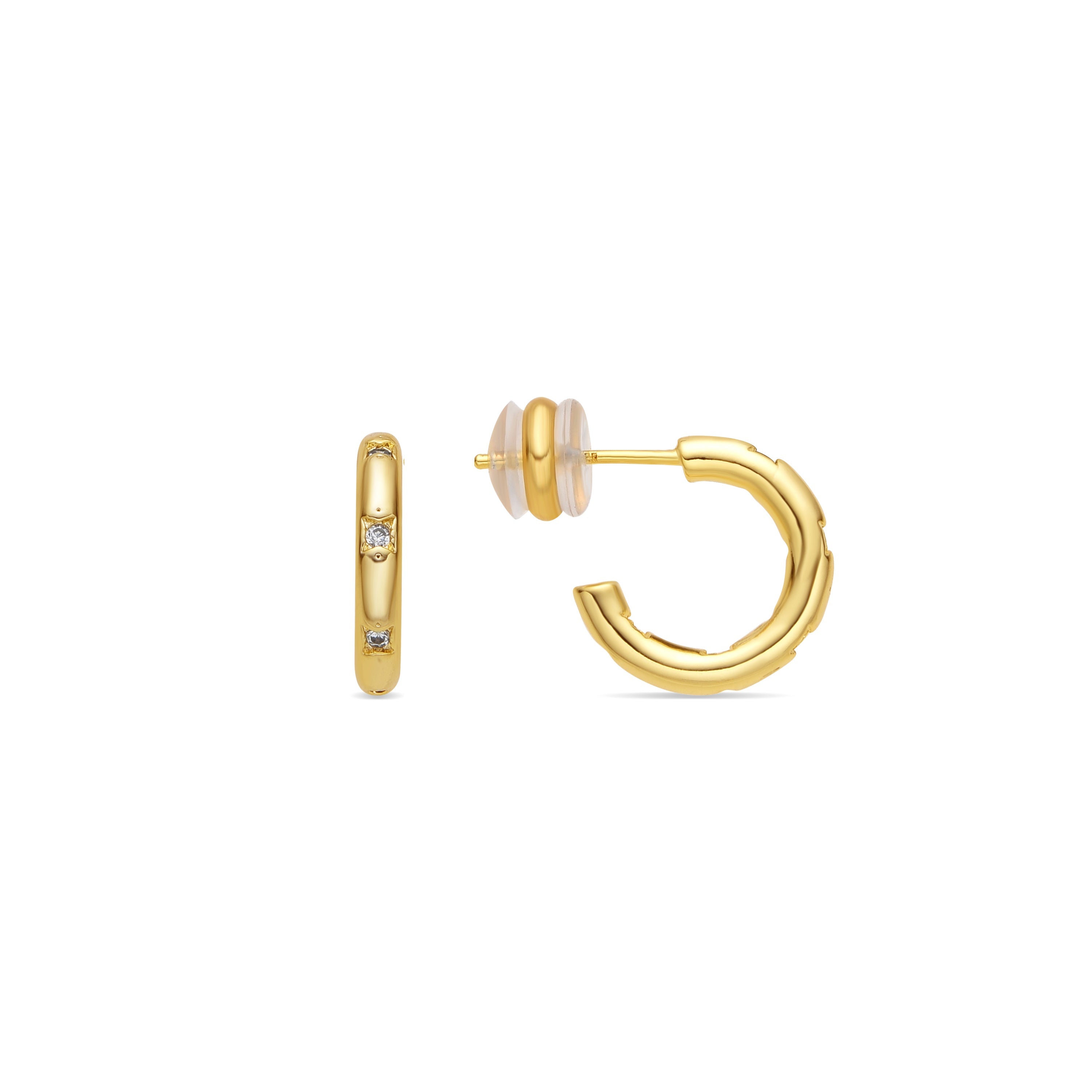 18k yellow gold finish earrings with brilliant zirconia - Sisah