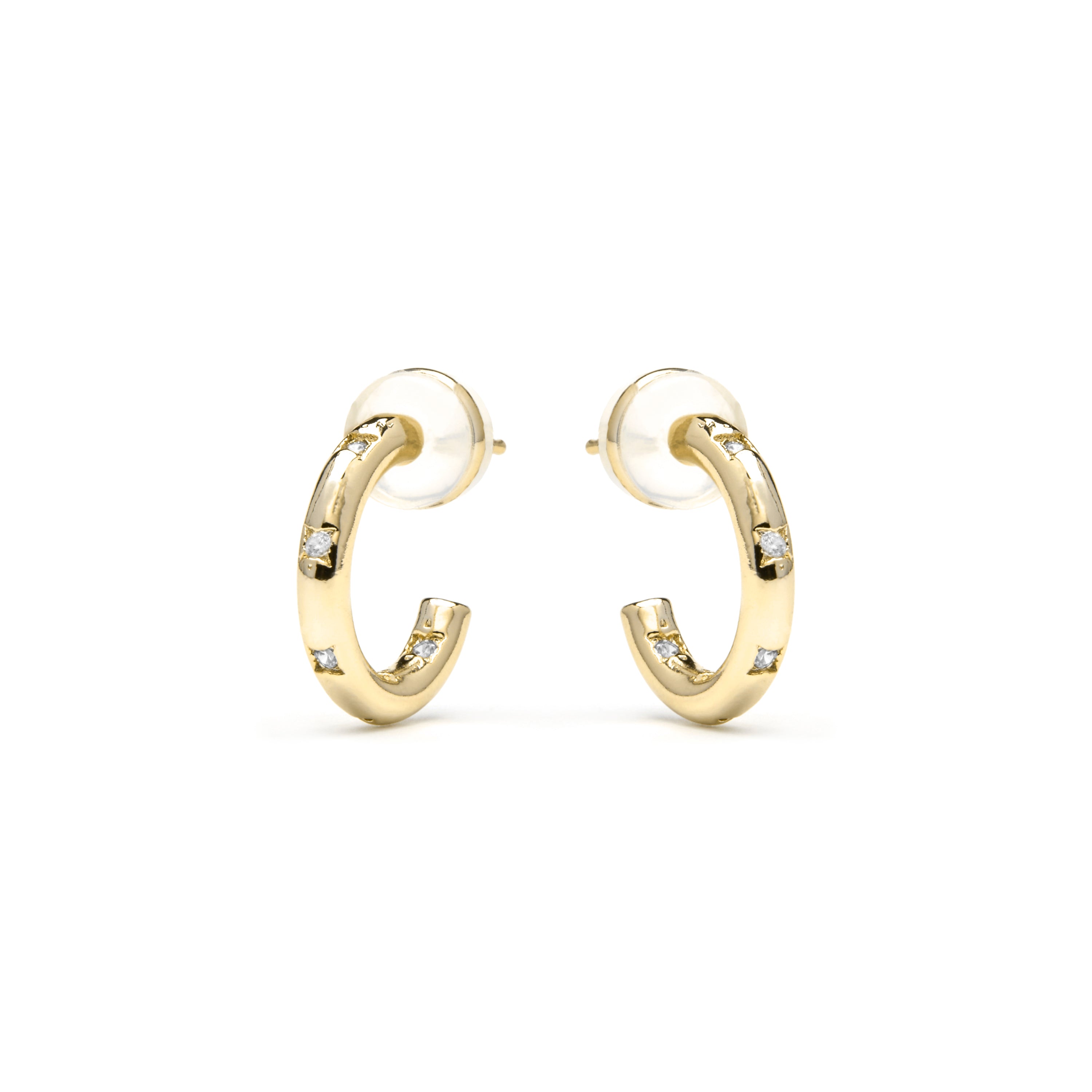 18k yellow gold finish earrings with brilliant zirconia - Sisah