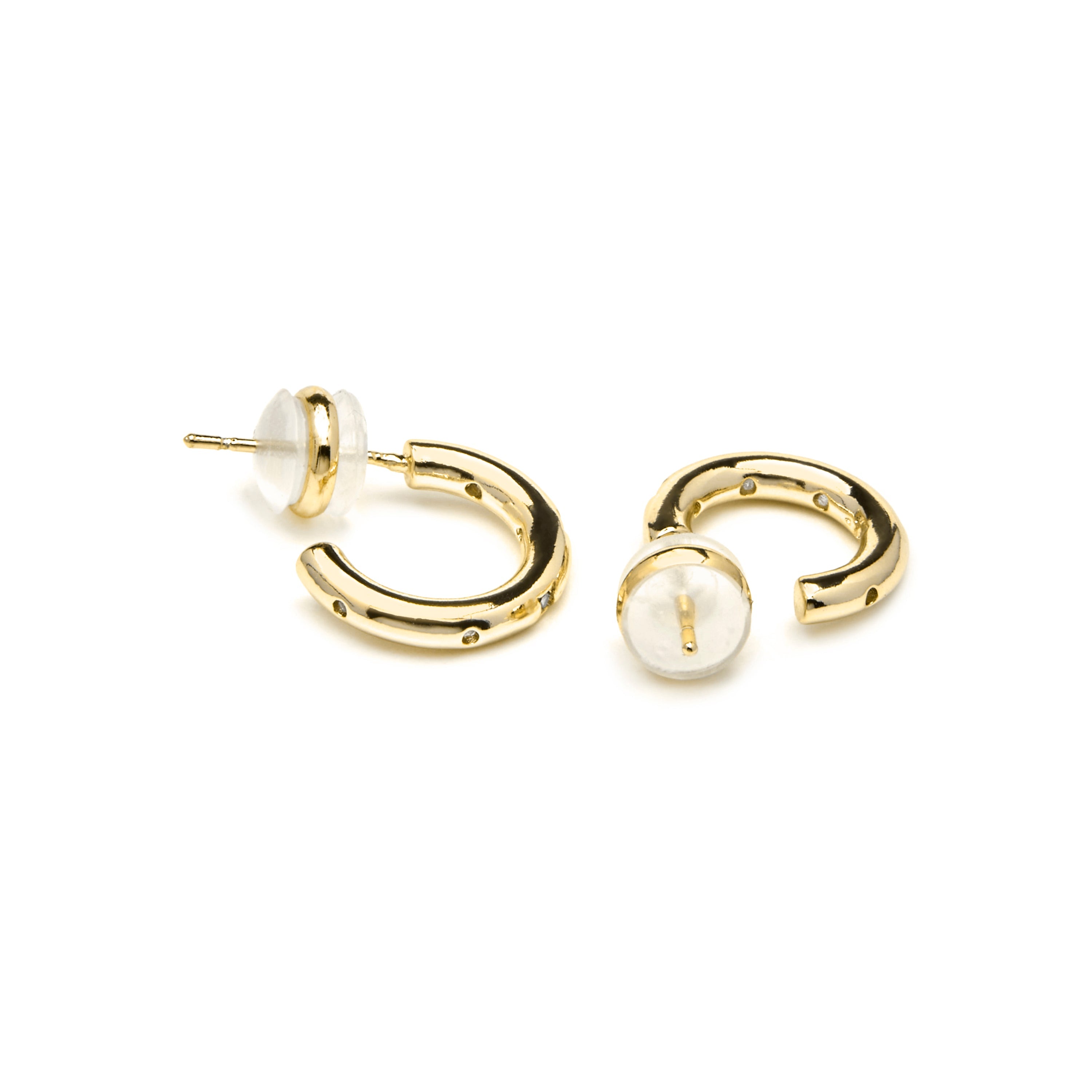 18k yellow gold finish earrings with brilliant zirconia - Sisah