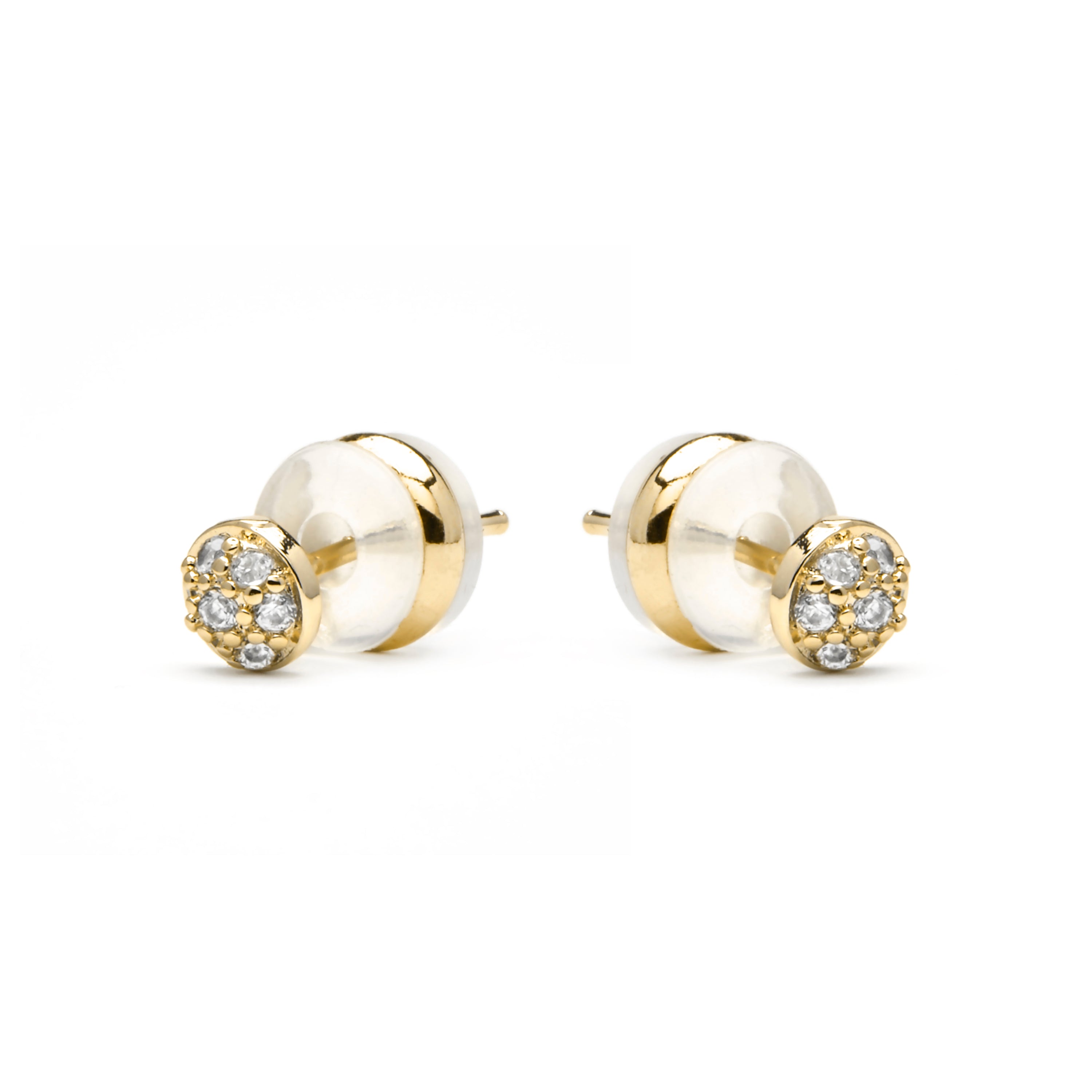 Pendientes acabado oro amarillo de 18k y Circonita Brillante - Chikra