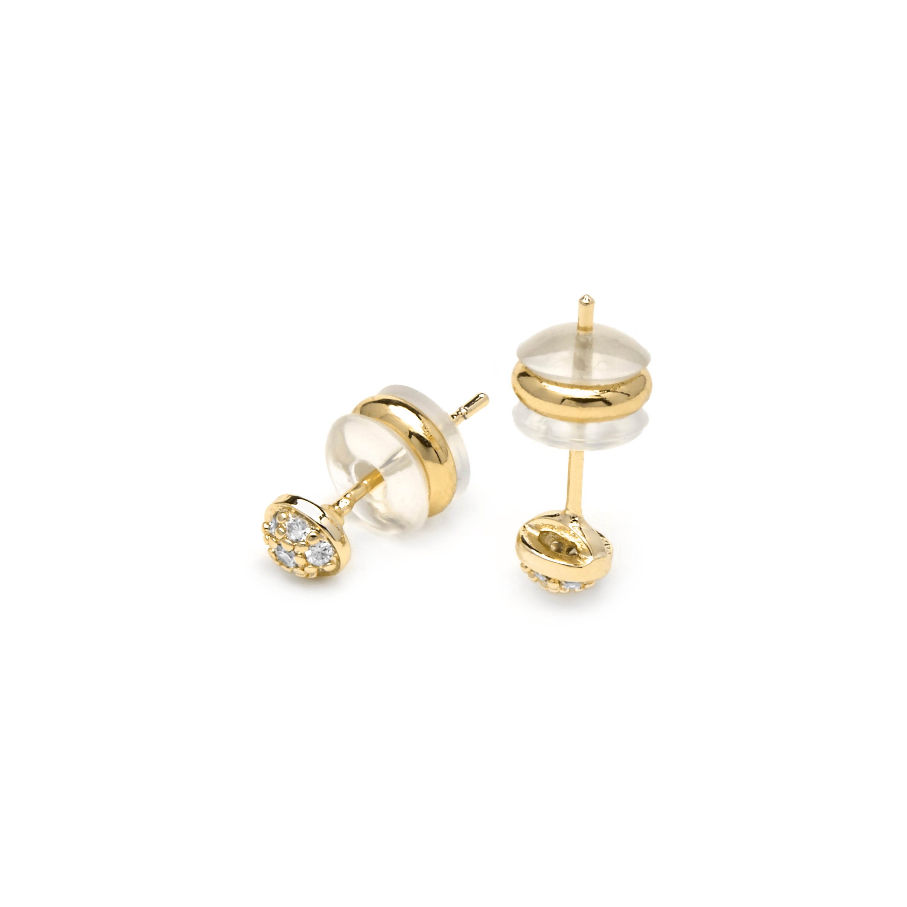 Pendientes acabado oro amarillo de 18k y Circonita Brillante - Chikra