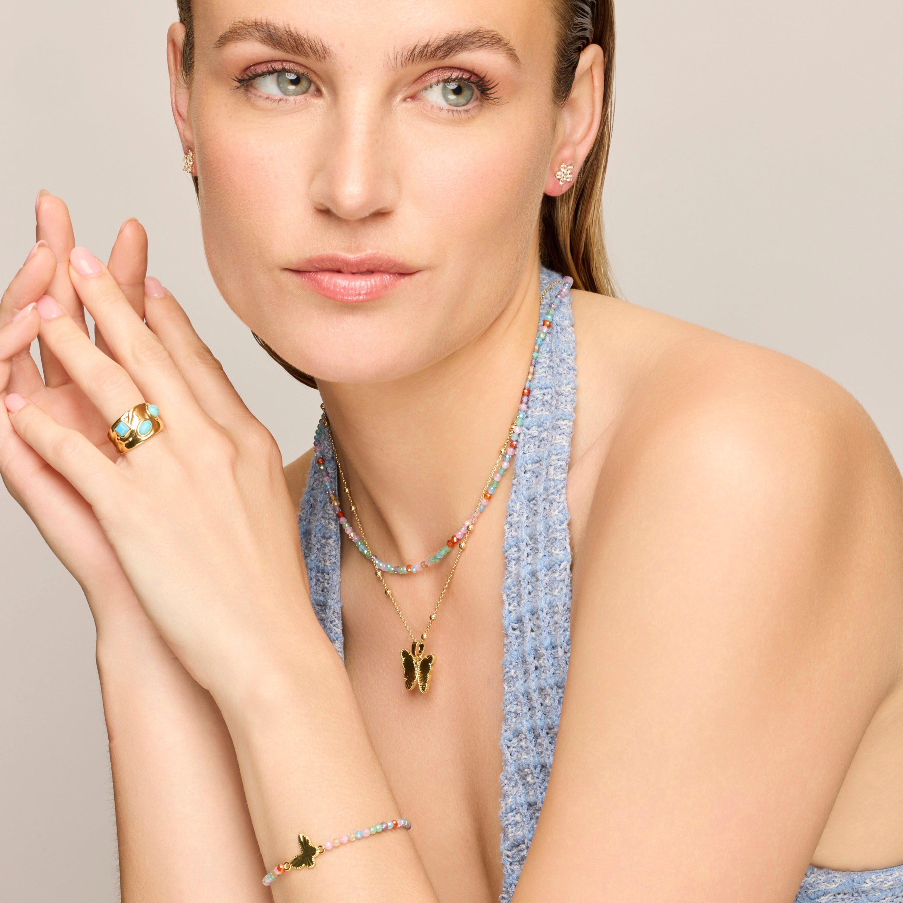 Pendientes acabado oro amarillo de 18k y Circonita Brillante - Krokor