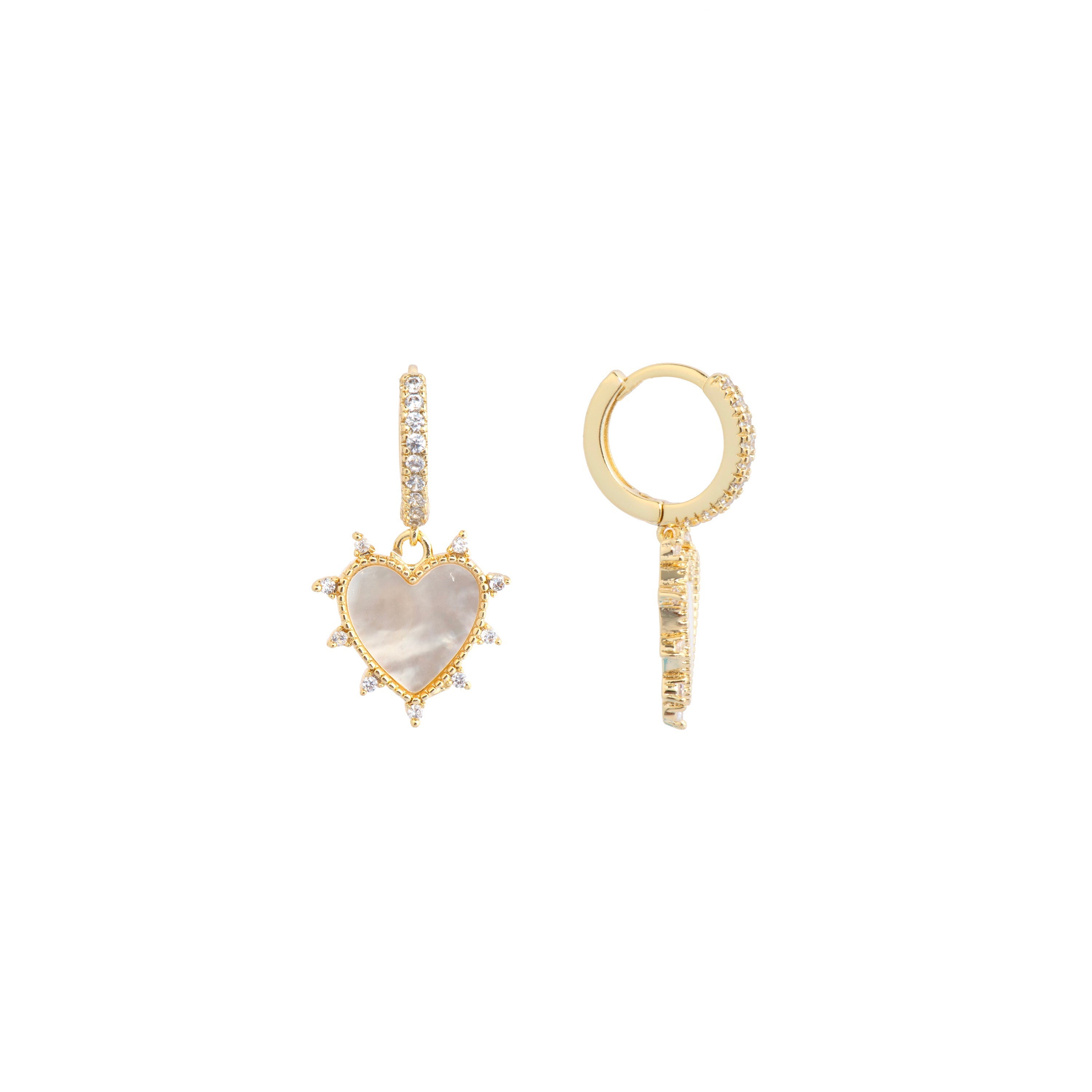 18k yellow gold and white mother-of-pearl earrings - Marloi