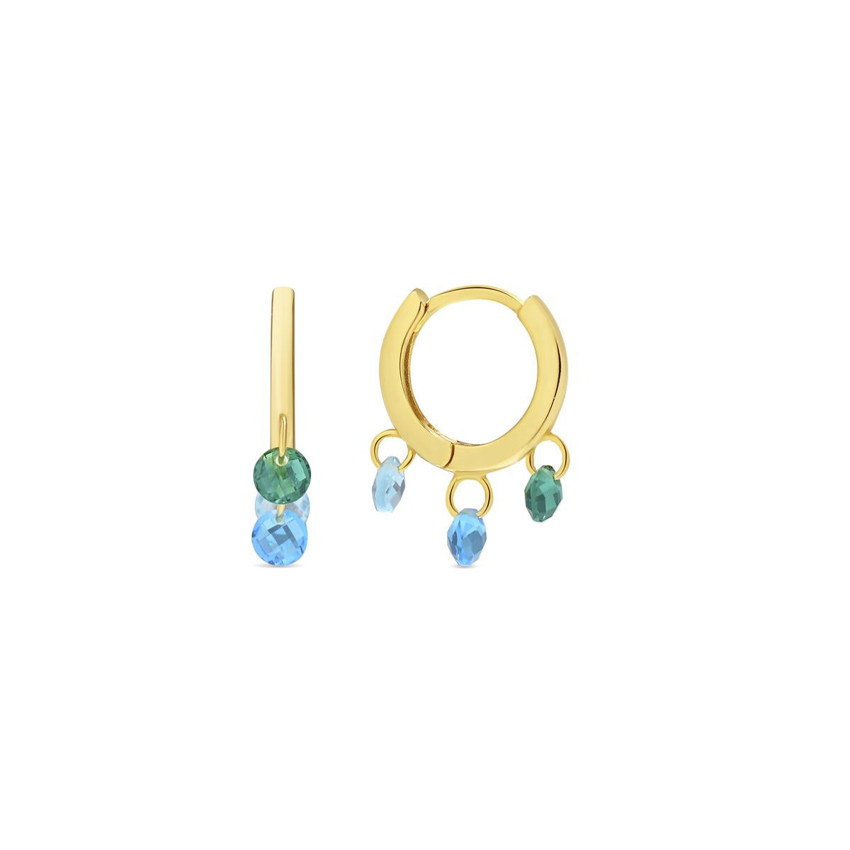 Multi-color Cubic Zirconia Earrings in 18k Yellow Gold Finish - Seinti